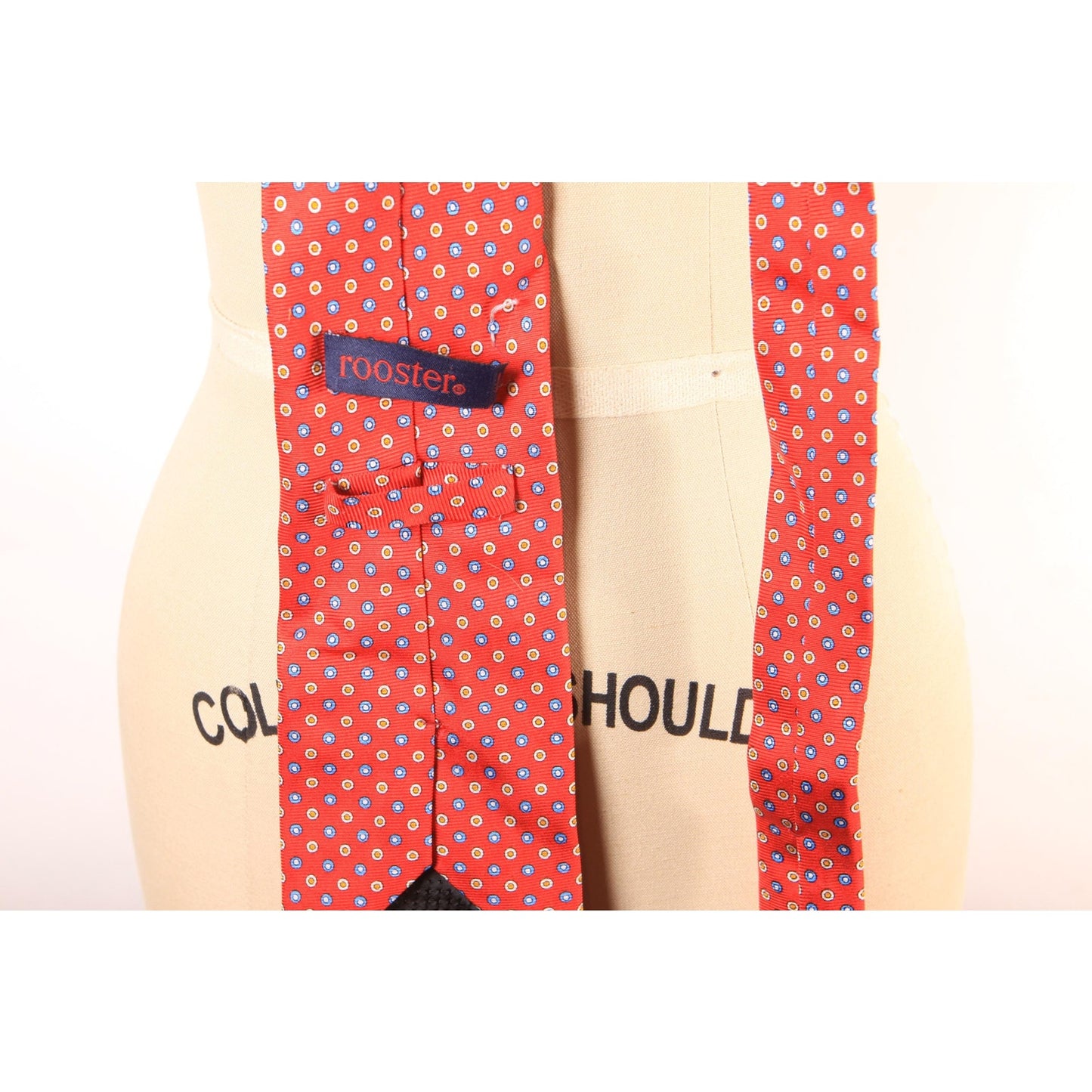 1980s Red, White and Blue Polka Dot Print Necktie Tie by Rooster