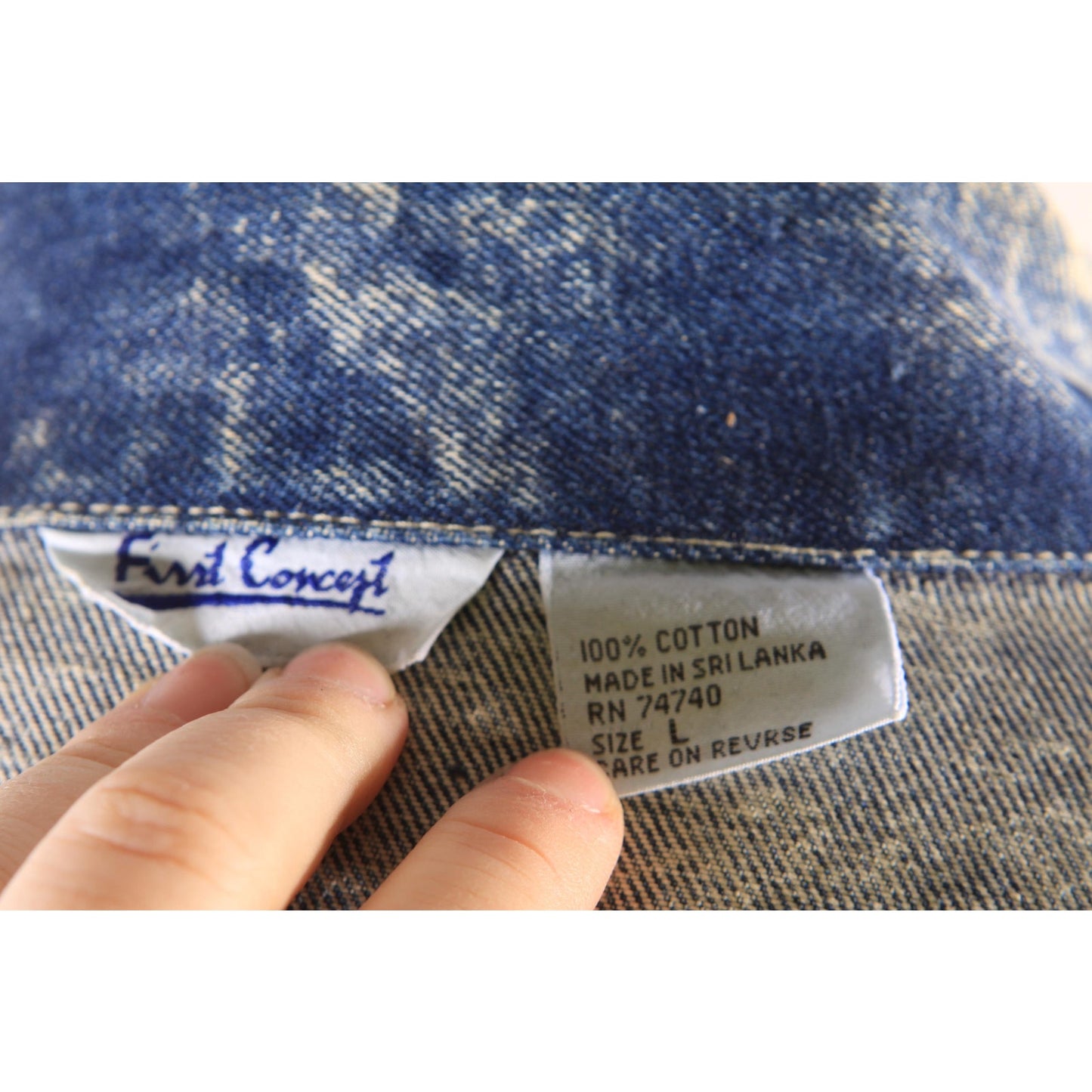1980s Blue Denim Acid Wash Oversized Airbrush America Bald Eagle USA American Flag Jacket Coat by First Concept -L