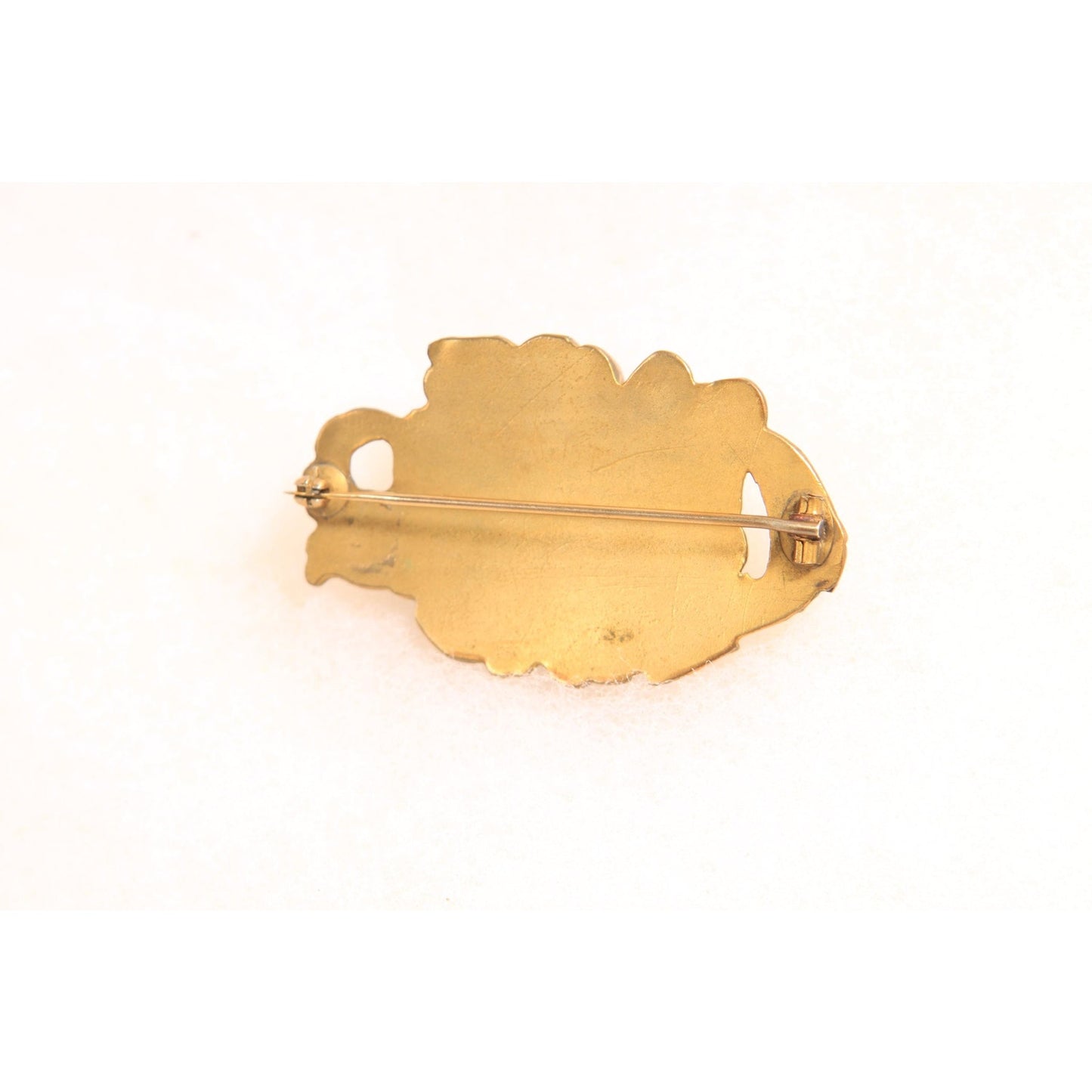 Antique 1800s Victorian Gold Tone Metal Hollow Floral Brooch
