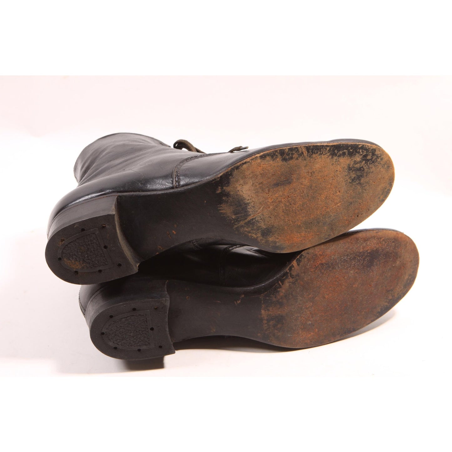 Antique 1900s 1910s Black Leather Lace Up Edwardian Boots