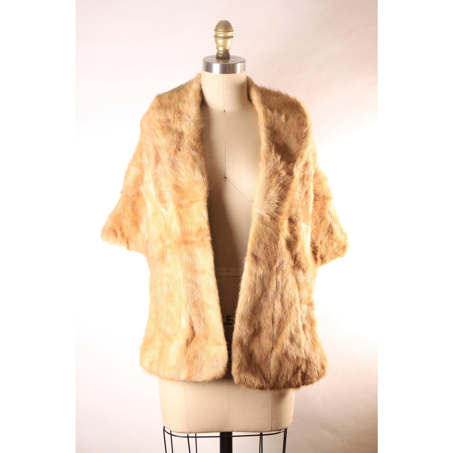 1950s Blonde Light Brown Mink Fur Wrap Shawl -XS