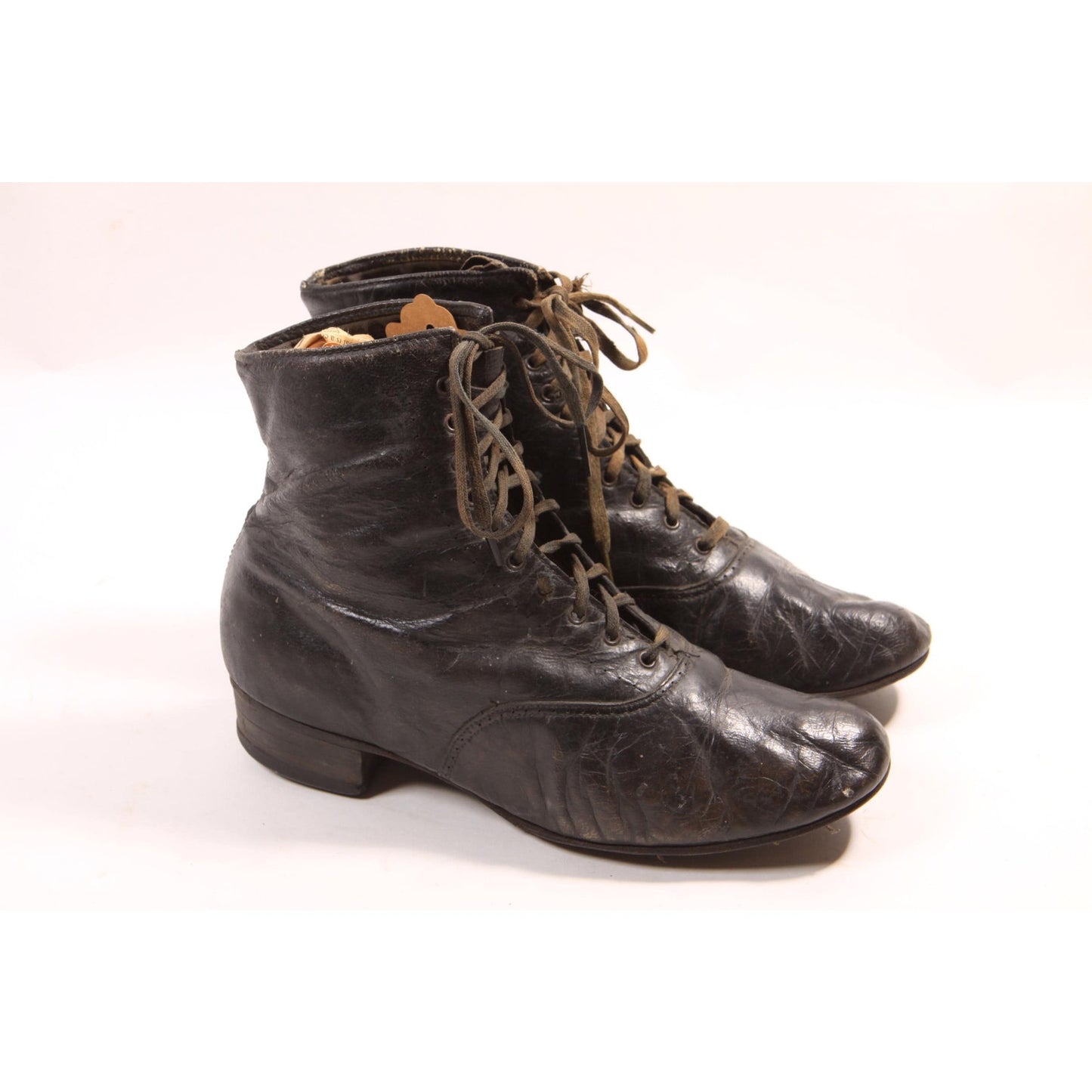 Antique Late 1800s Early 1900s Victorian Lace Up Black Boots