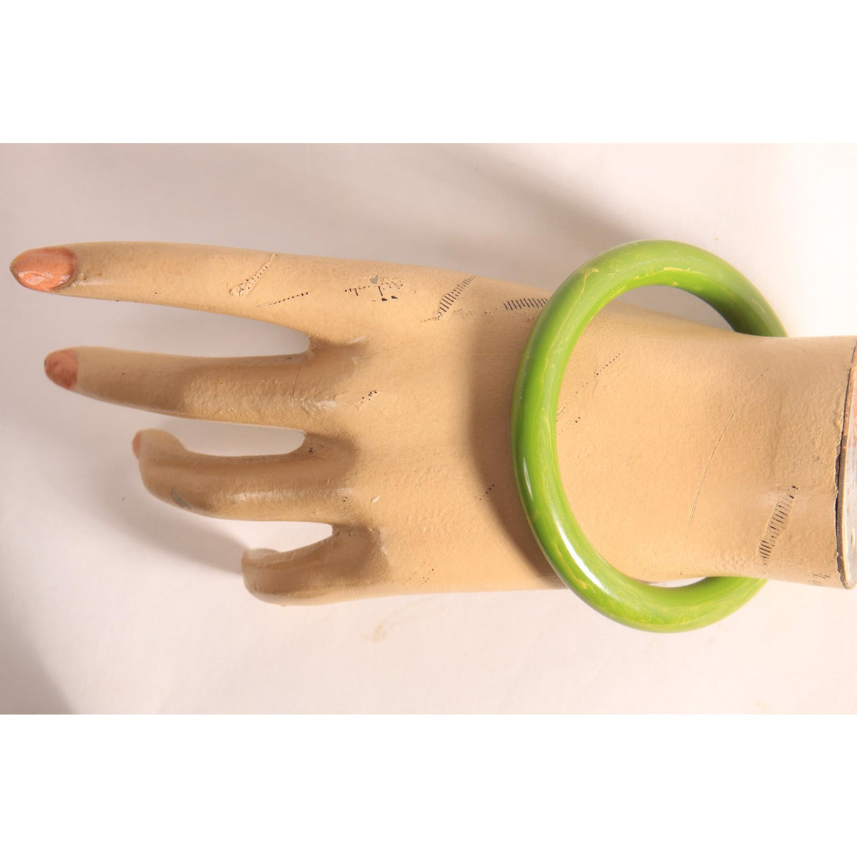 1940s 1950s Creamed Spinach Green and Yellow End of Day Bakelite Bangle Bracelet