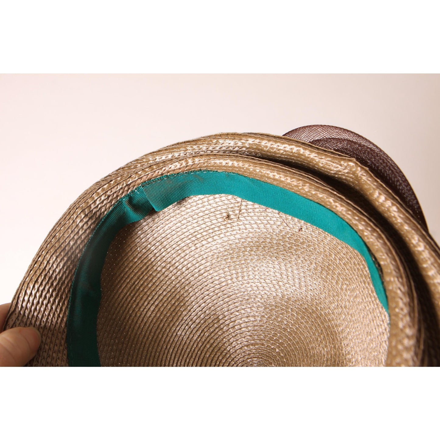 1950s Pale Green, Tan and Brown Abstract Avant Garde Formal Hat