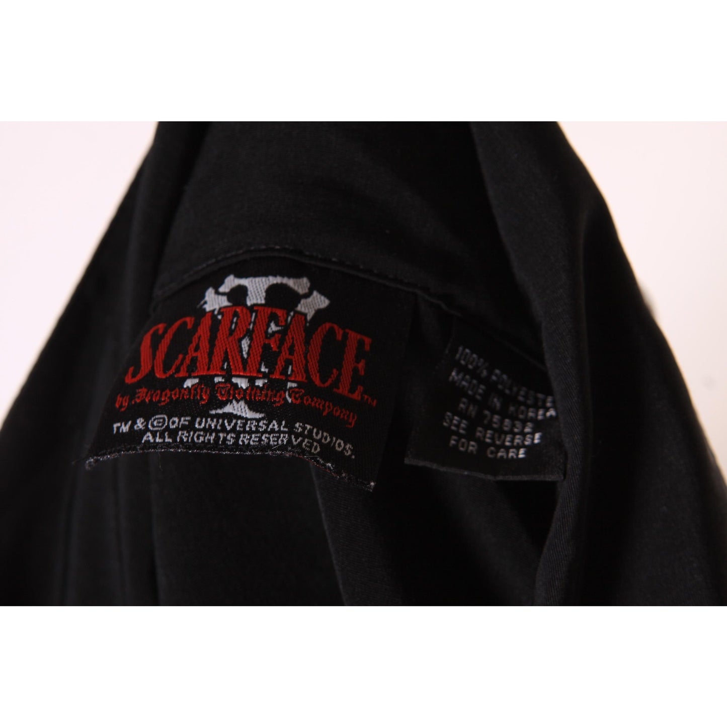 Y2K 2000s Black, White and Red Novelty Tony Montana Scarface Button Down Shirt by Dragonfly Clothing -XXL