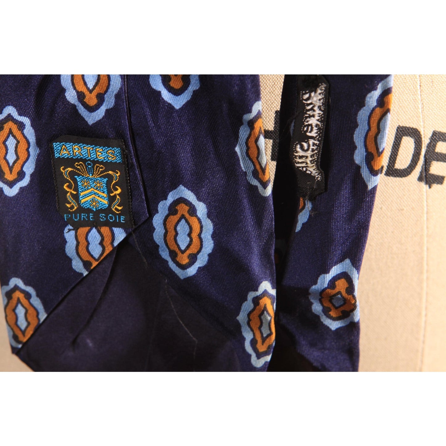 1970s Blue and Pink Pattern Necktie Tie by Artes
