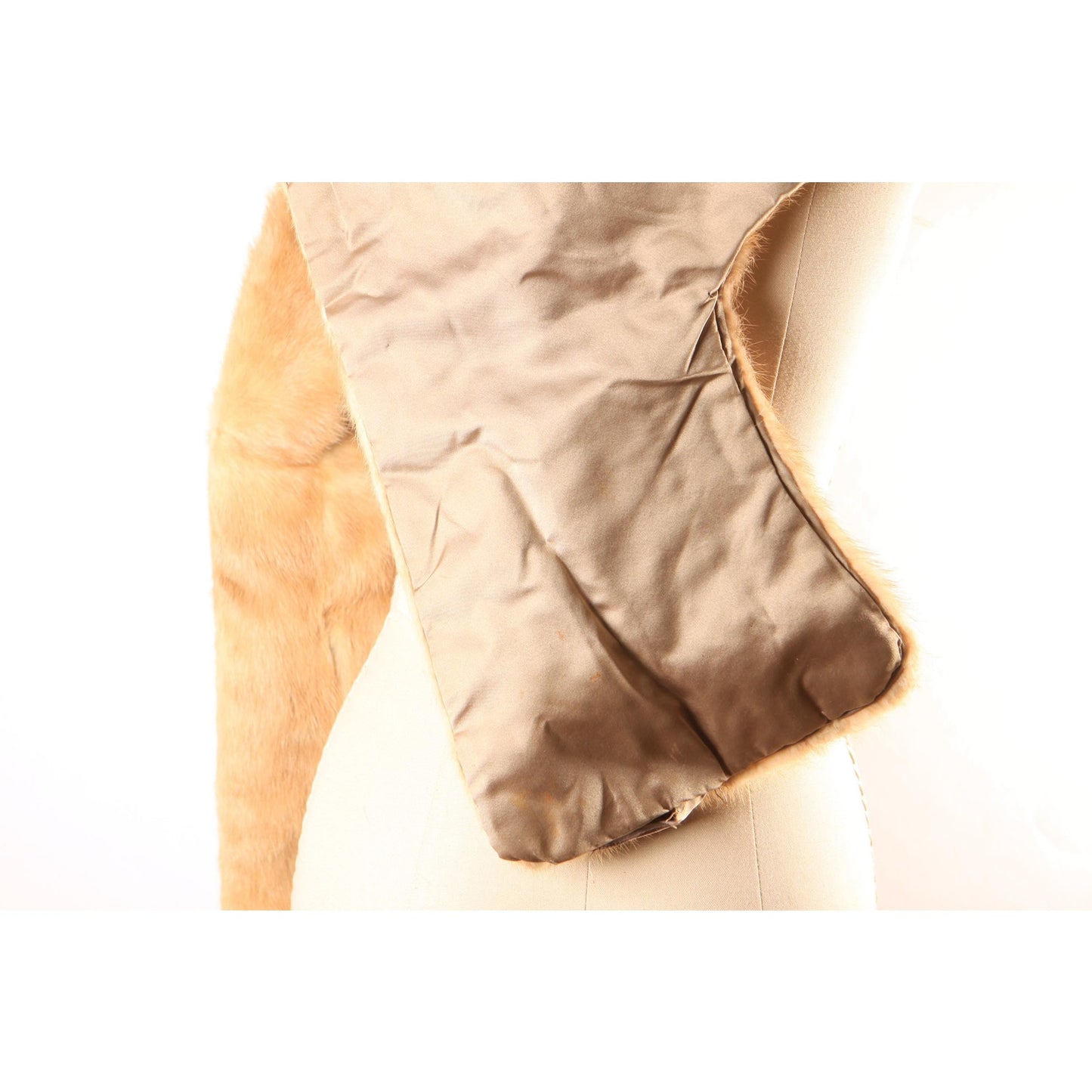 1950s Blonde Light Brown Mink Fur Wrap Shawl -XS
