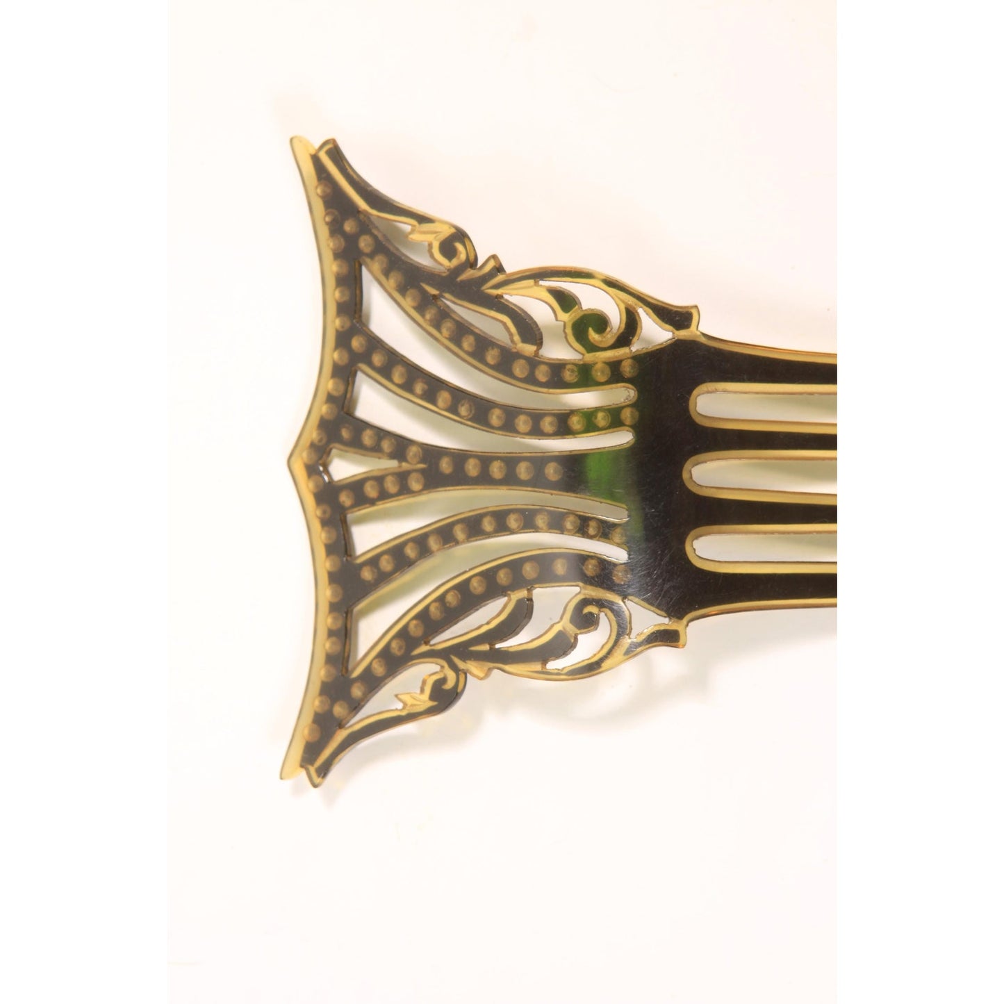 1920s 1930s Black and Blue Rhinestone Fan Art Deco Hair Comb