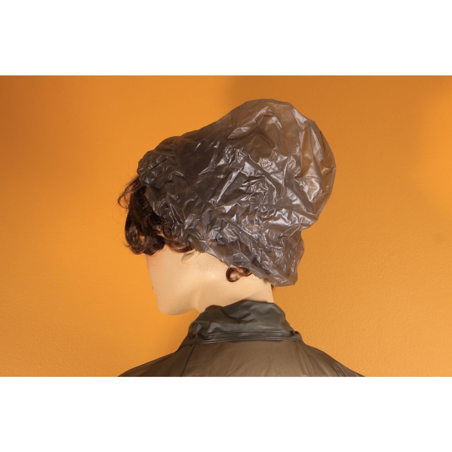 1950s 1960s See Through Gray Button Down Belted Raincoat with Matching Rain Bonnet by Aqua Sheen by Exylin -S