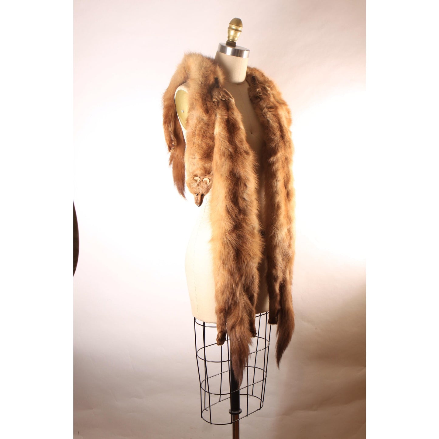 1950s Brown Four Piece Mink Fur Pelt Shawl Wrap