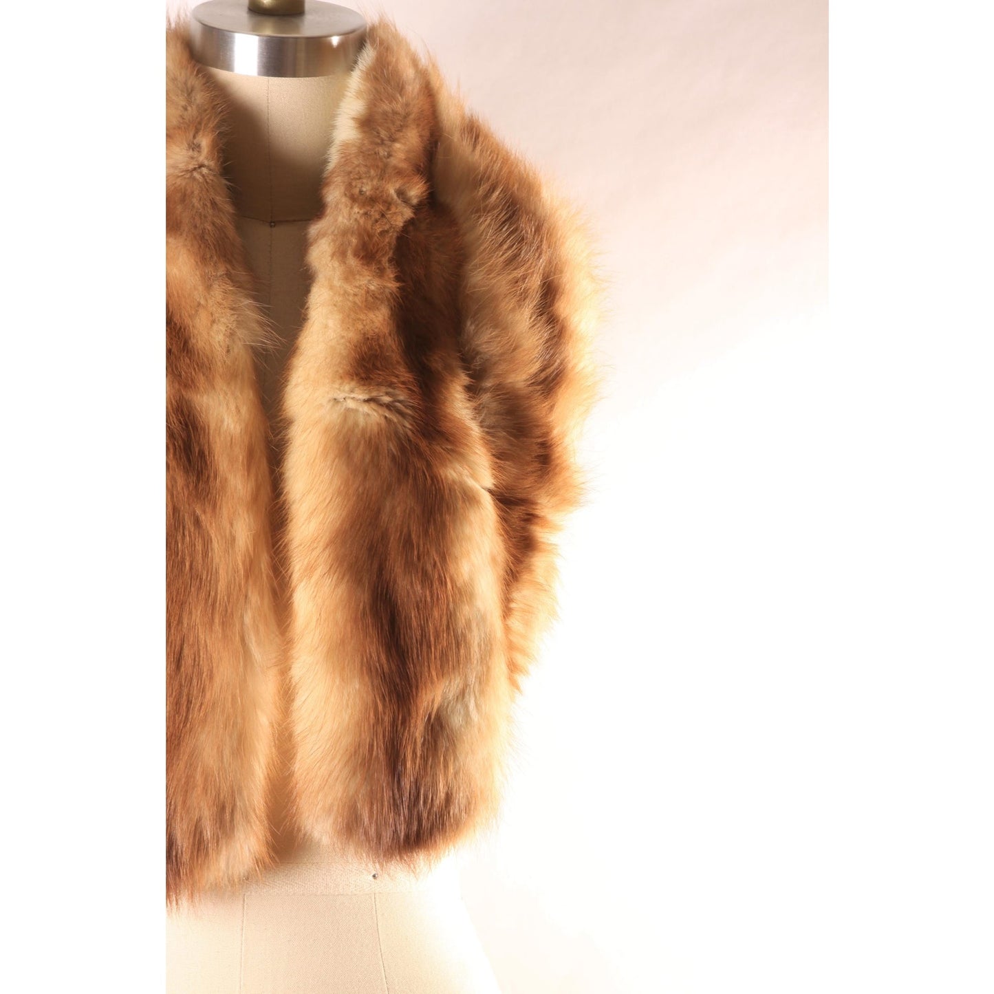 1940s 1950s Brown Interlaced Double Pelt Marten Fur Velvet Lined Collar