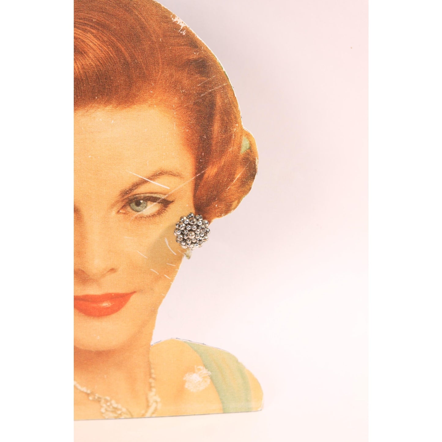 1960s Silver Tone Beaded Cluster Clip On Earrings