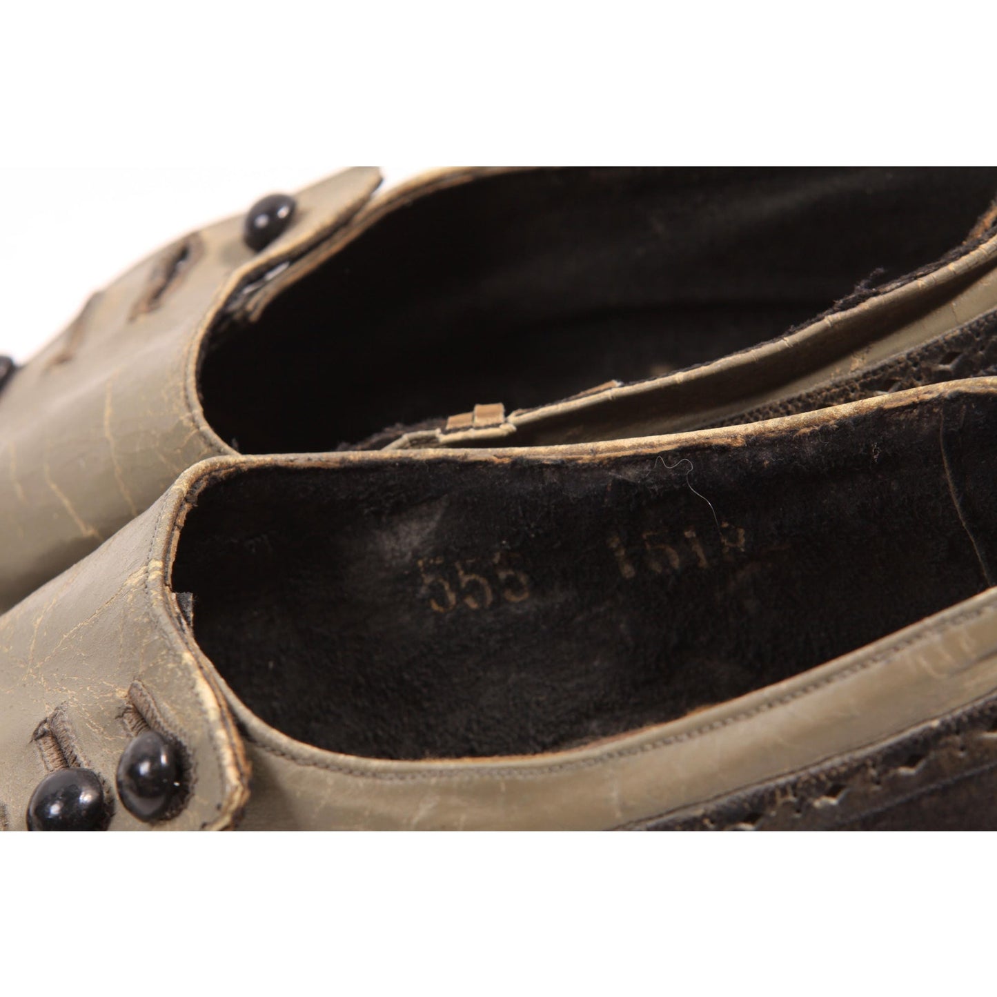 Antique 1900s 1910s 1920s Black and Gray Two Tone Button Up Formal Shoes
