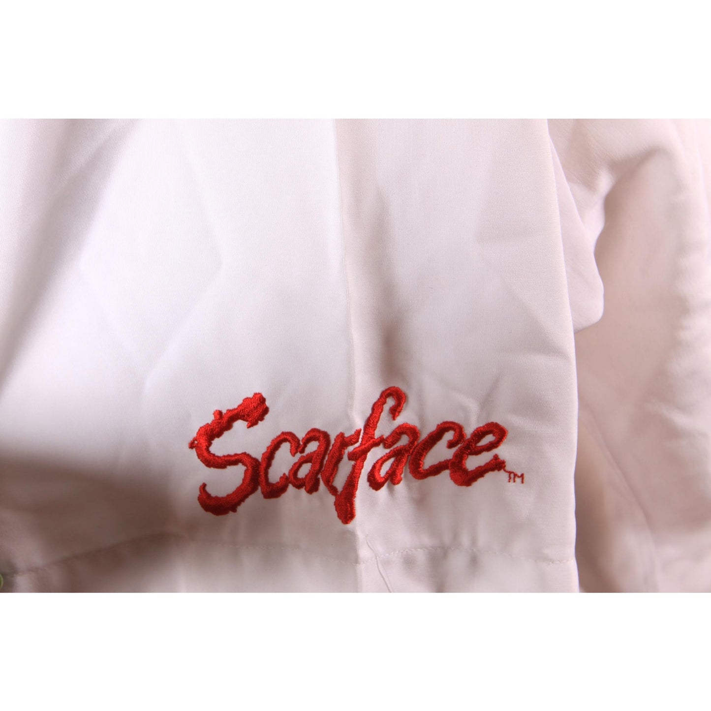 Y2K 2000s Black, White and Red Novelty Tony Montana Scarface Button Down Shirt by Dragonfly Clothing -XXL