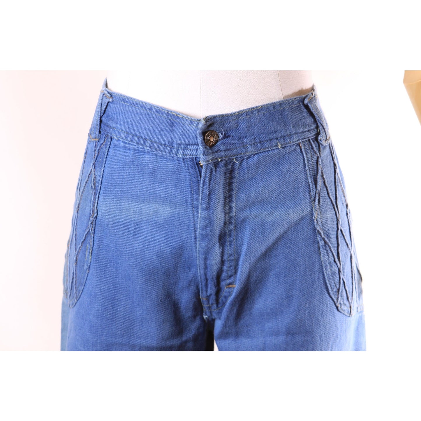 1970s Braided Woven Blue Denim Jeans by J. Daniel -34