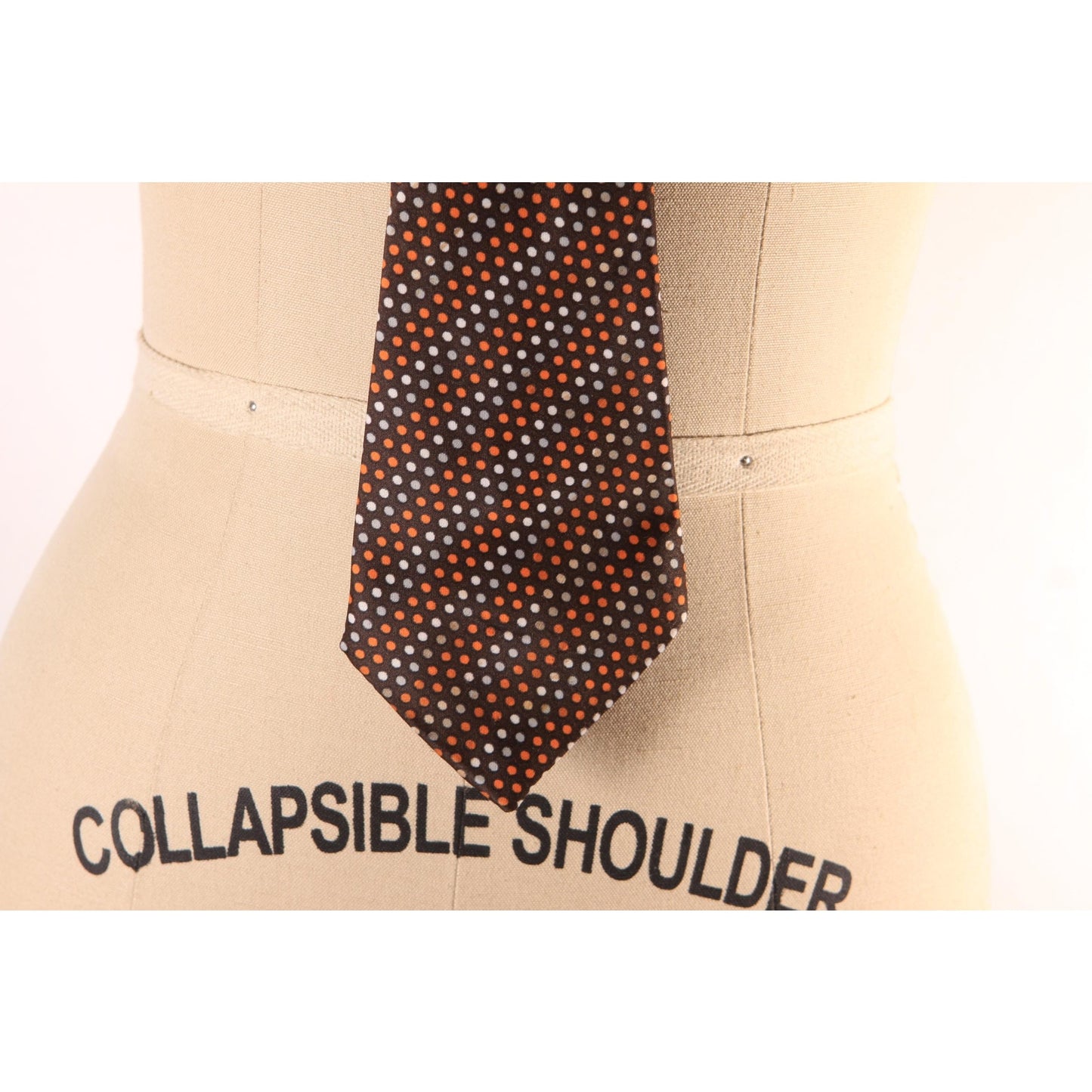 1970s Brown, Gray and Orange Polka Dot Necktie Tie