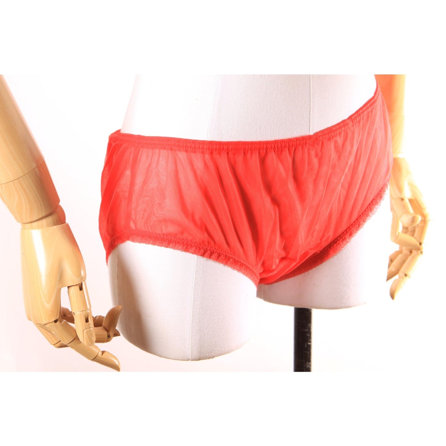 Deadstock Late 1960s Early 1970s Red Sheer Lingerie Night Gown Top with Matching Underwear Panties by JCPenney -M