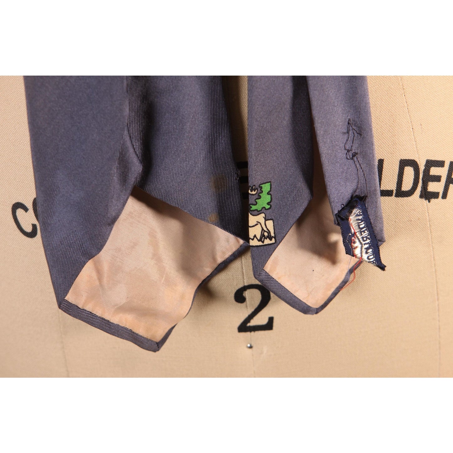 1950s Gray, Green and White Novelty Deer Elk Necktie Tie by Masterpiece by Beau Brummell