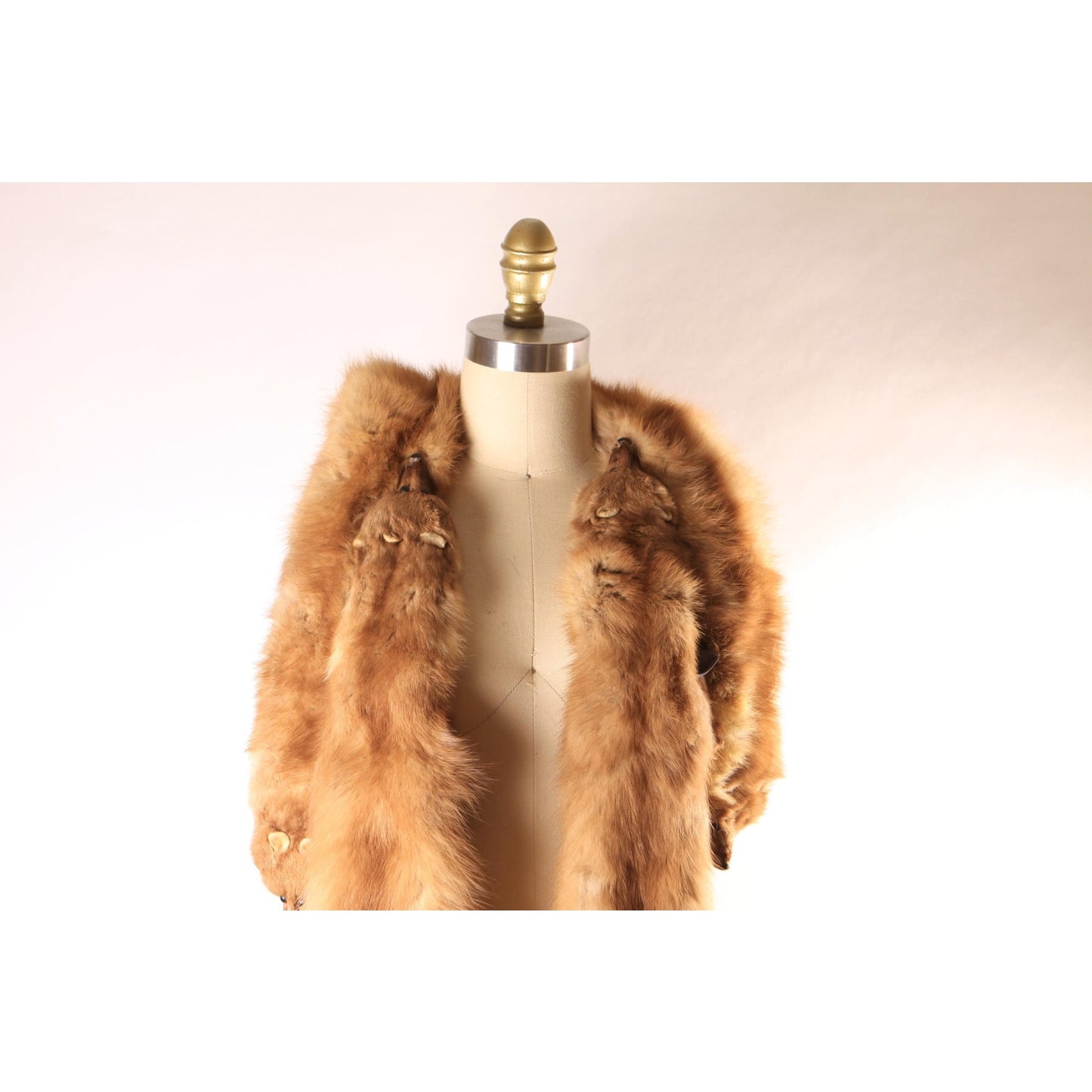 1950s Brown Four Piece Mink Fur Pelt Shawl Wrap