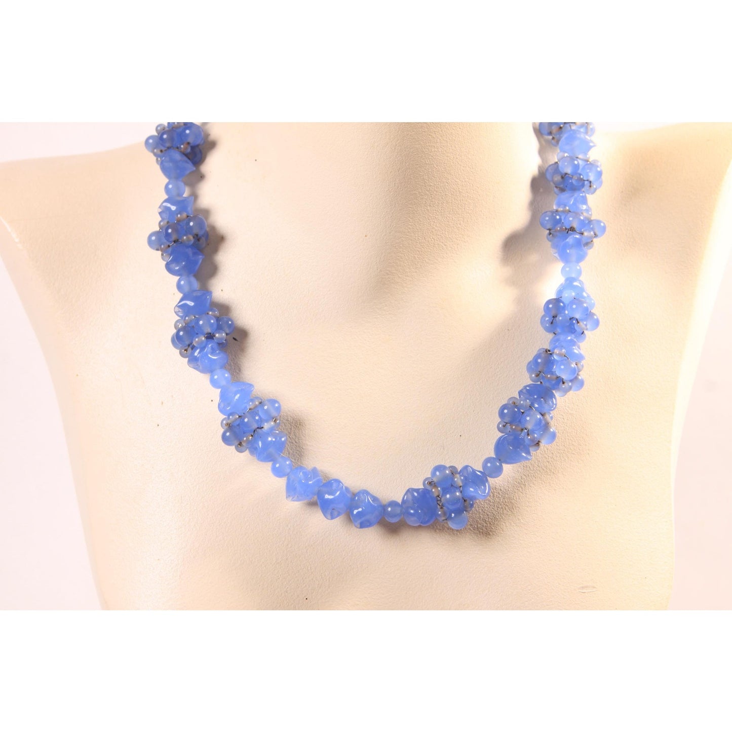 Vintage Purple Blue Periwinkle Heavy Glass Beaded Necklace