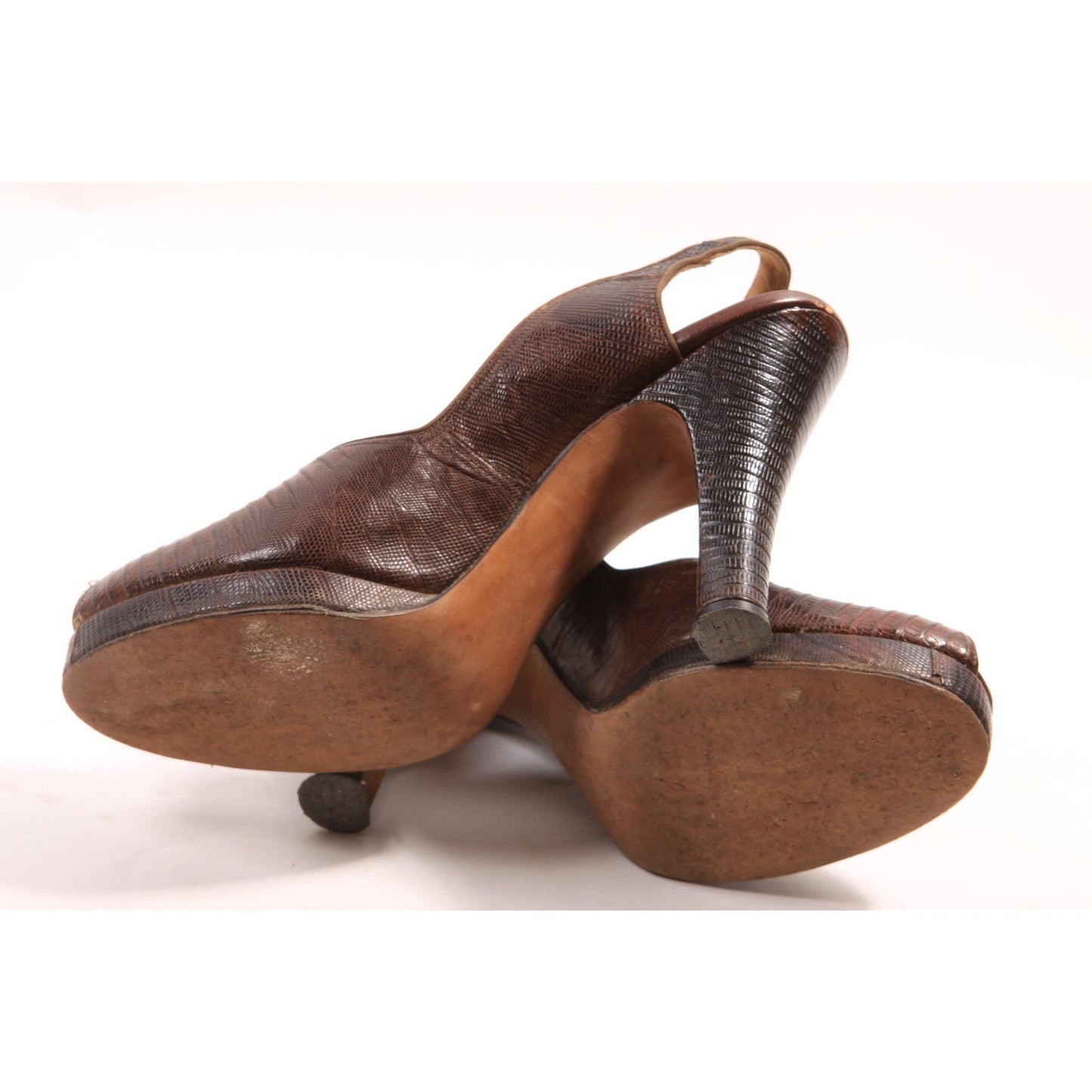 1940s Alligator Reptile Slingback Platform High Heel Pumps by Martinique