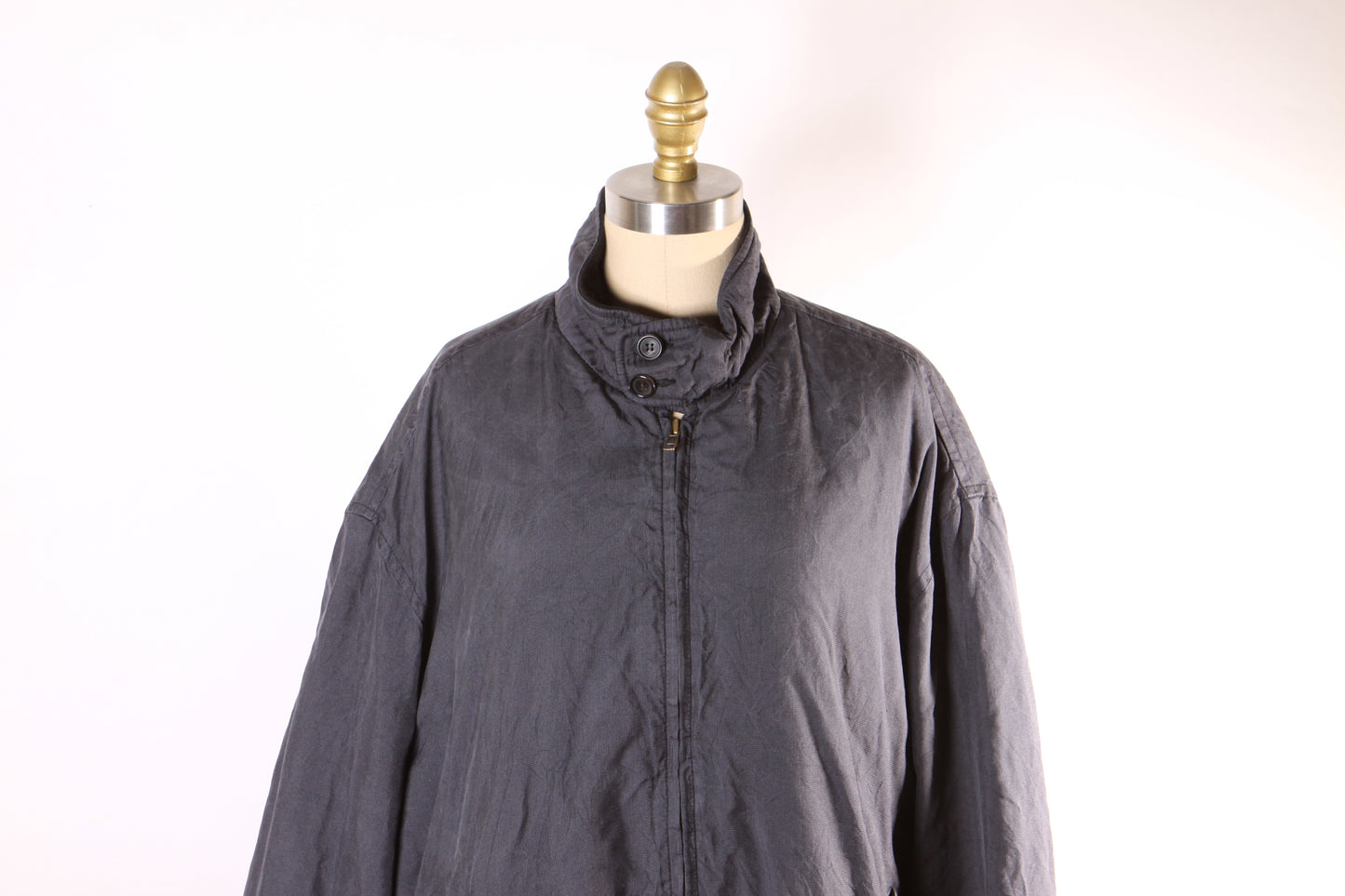 1980s 1990s Blue Gray Long Sleeve Lined Zip Up Jacket by Sulka-XL