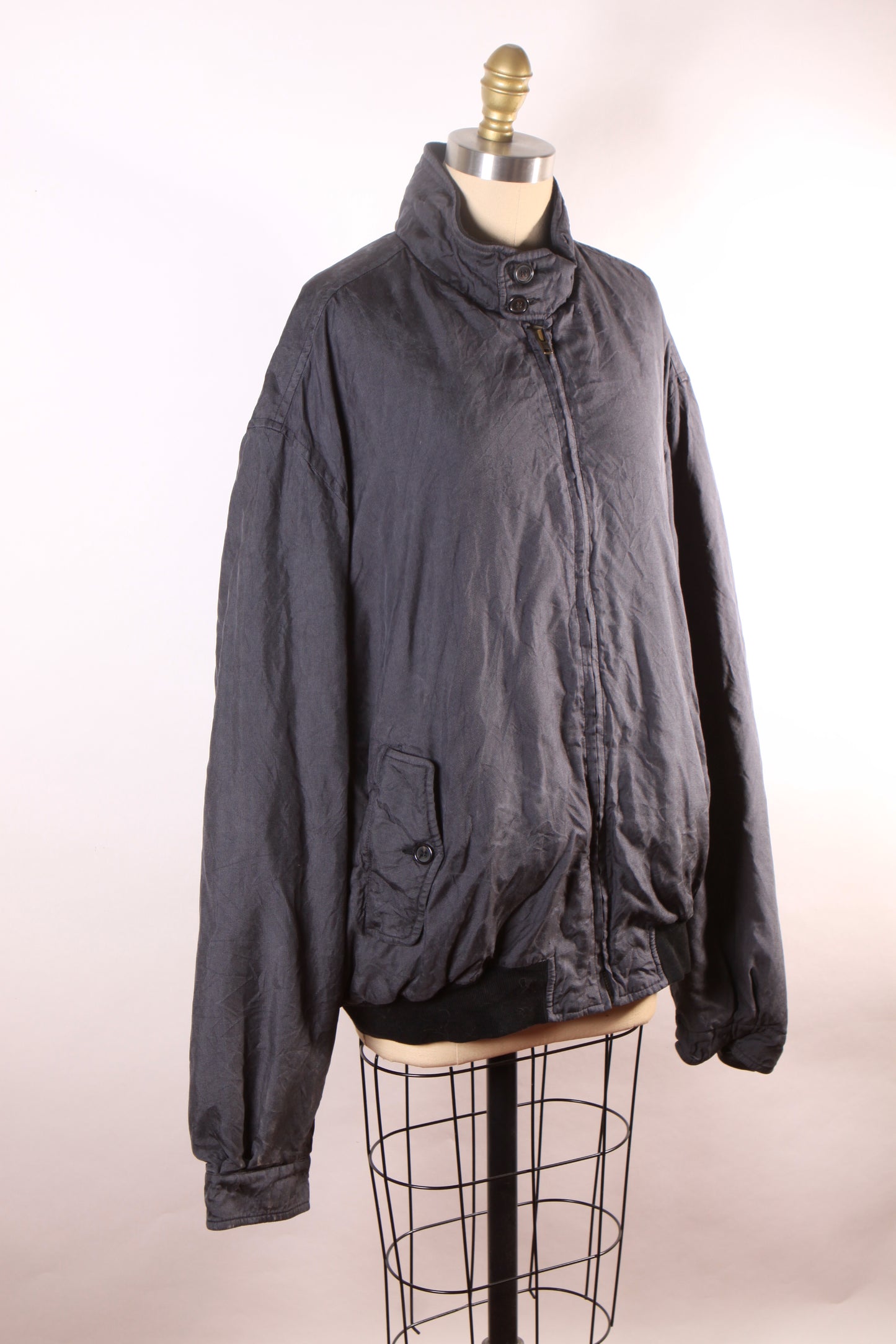 1980s 1990s Blue Gray Long Sleeve Lined Zip Up Jacket by Sulka-XL