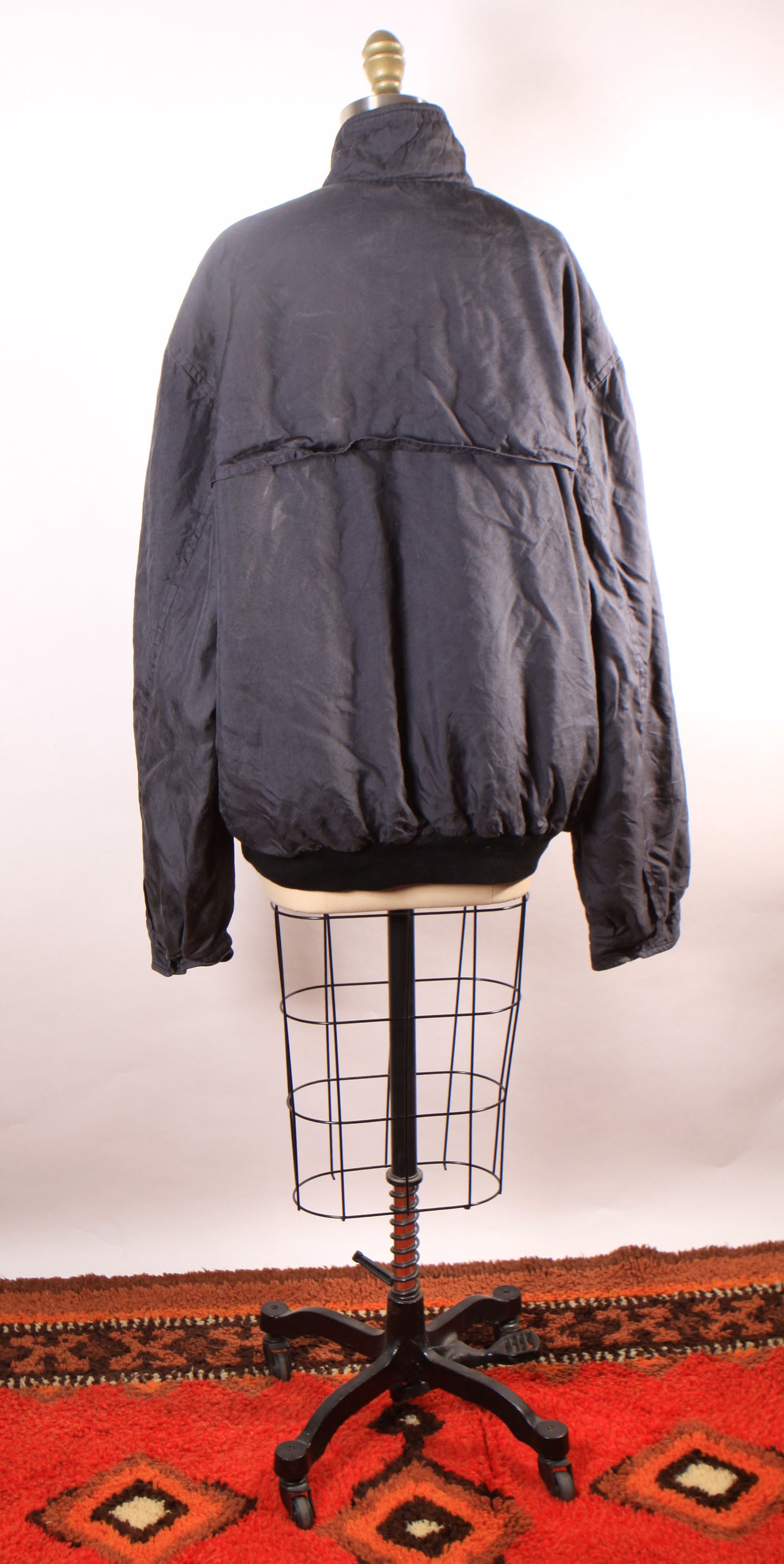 1980s 1990s Blue Gray Long Sleeve Lined Zip Up Jacket by Sulka-XL