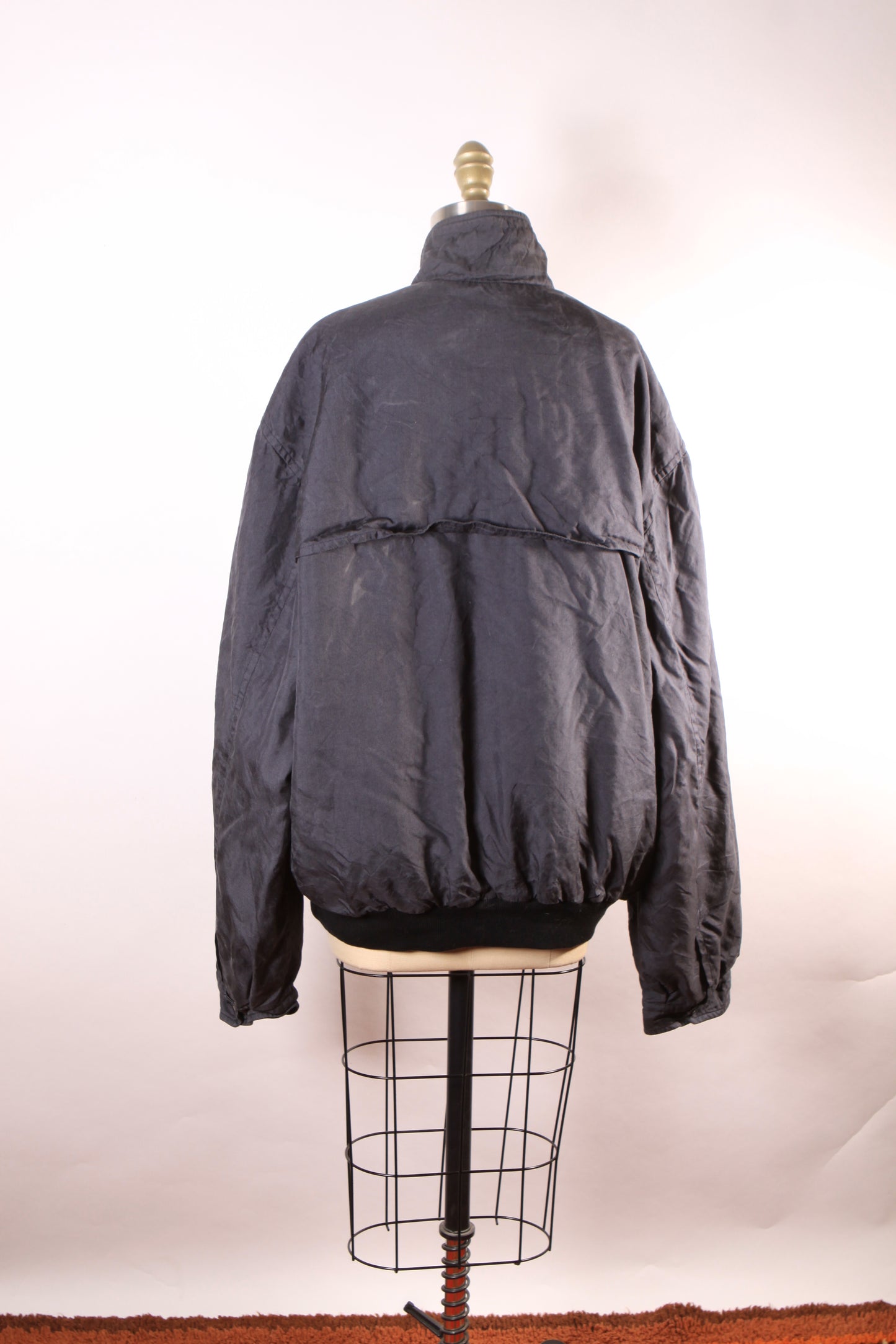 1980s 1990s Blue Gray Long Sleeve Lined Zip Up Jacket by Sulka-XL