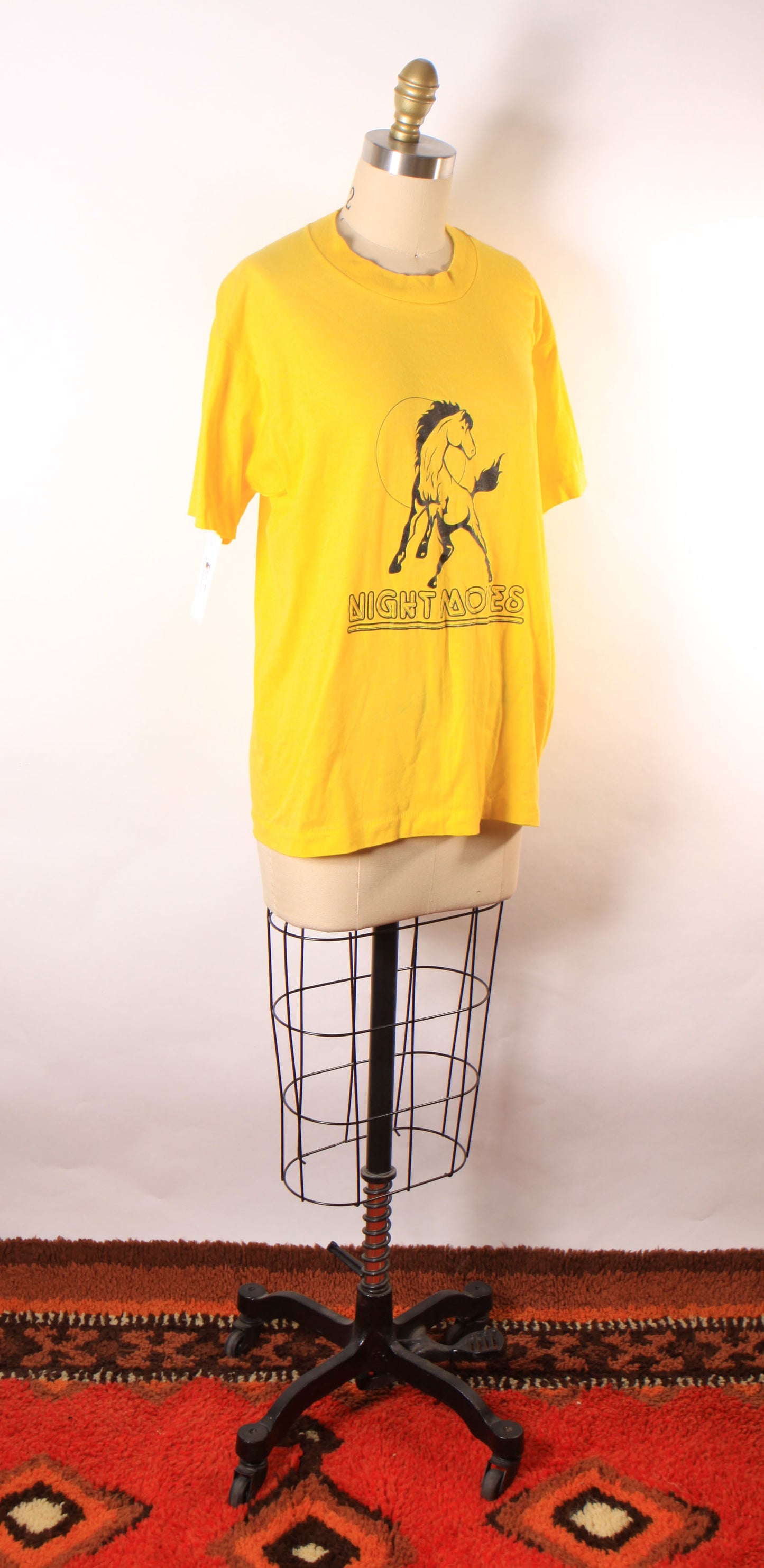 Deadstock 1980s Yellow Short Sleeve Single Stitch Bob Seger Night Moves Horse T-Shirt by Screen Stars -L
