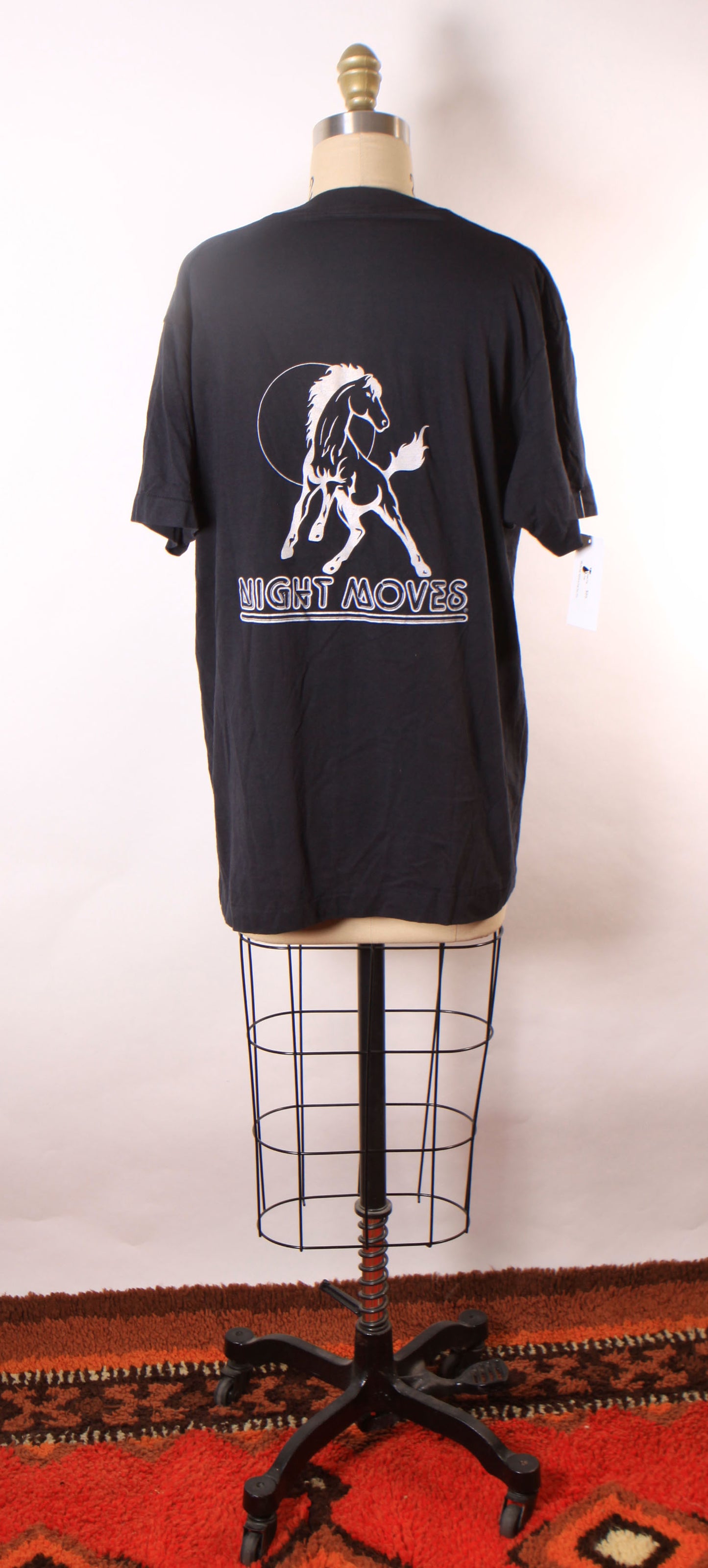 Deadstock 1980s Black Short Sleeve Single Stitch Bob Seger Night Moves Horse T-Shirt by Screen Stars -L