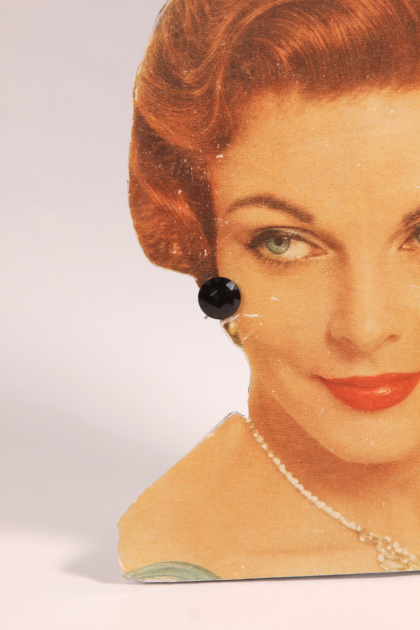 1950s 1960s Black Plastic Faceted Screw Back Earrings