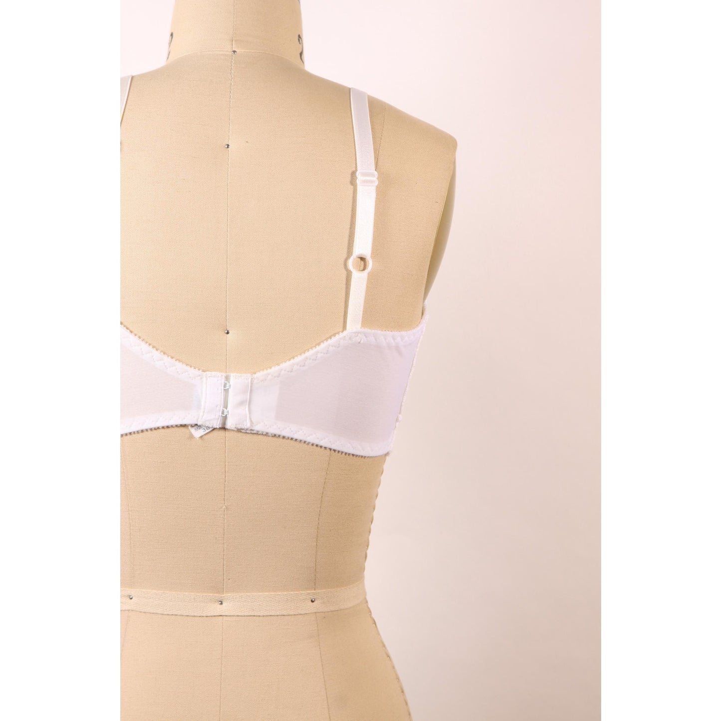 1980s White Sheer Lace Trim Bow Detail Bra by Fredericks of Hollywood-38C