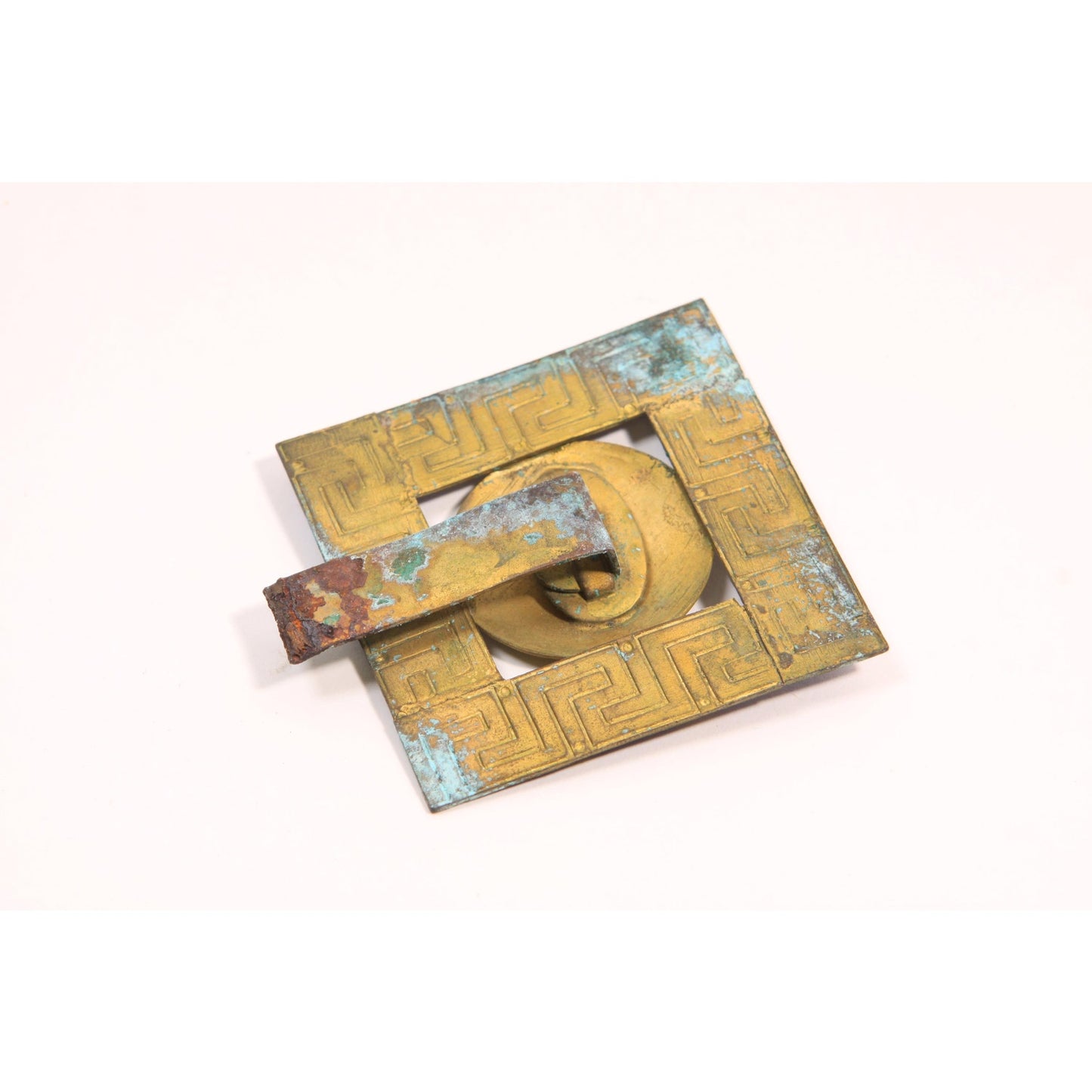 1920s 1930s Art Deco Egyptian Revival Blue and Bronze Half Belt Buckle Clip