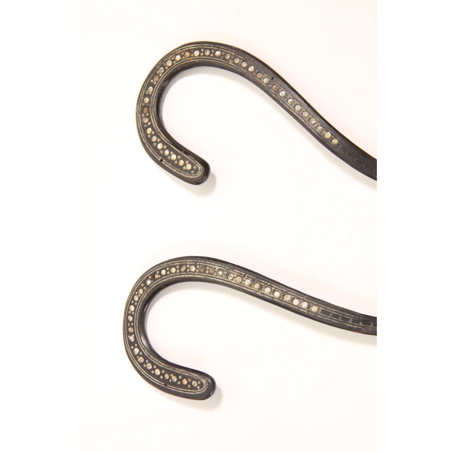 Antique 1920s Celluloid Black Rhinestone Detail Curved Millinery Hat Flashing Trim