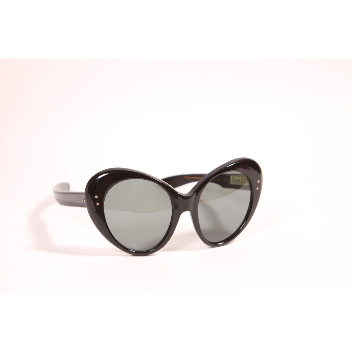 1950s 1960s Black Oversized Bug Eye Butterfly Cat Eye Frames Sunglasses by Omura France