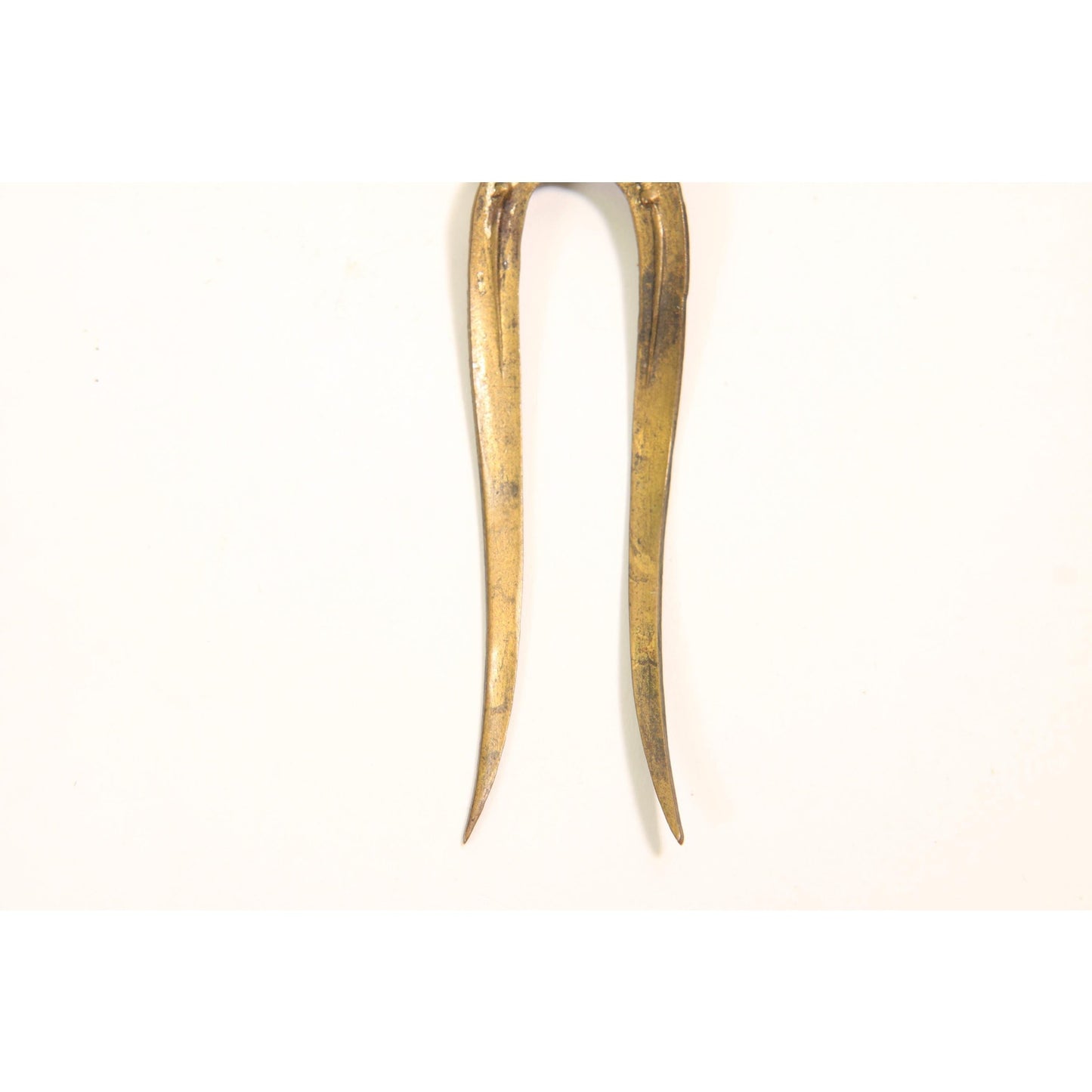 1910s 1920s Swirl Brass Tone Metal Prong Hair Fork Comb