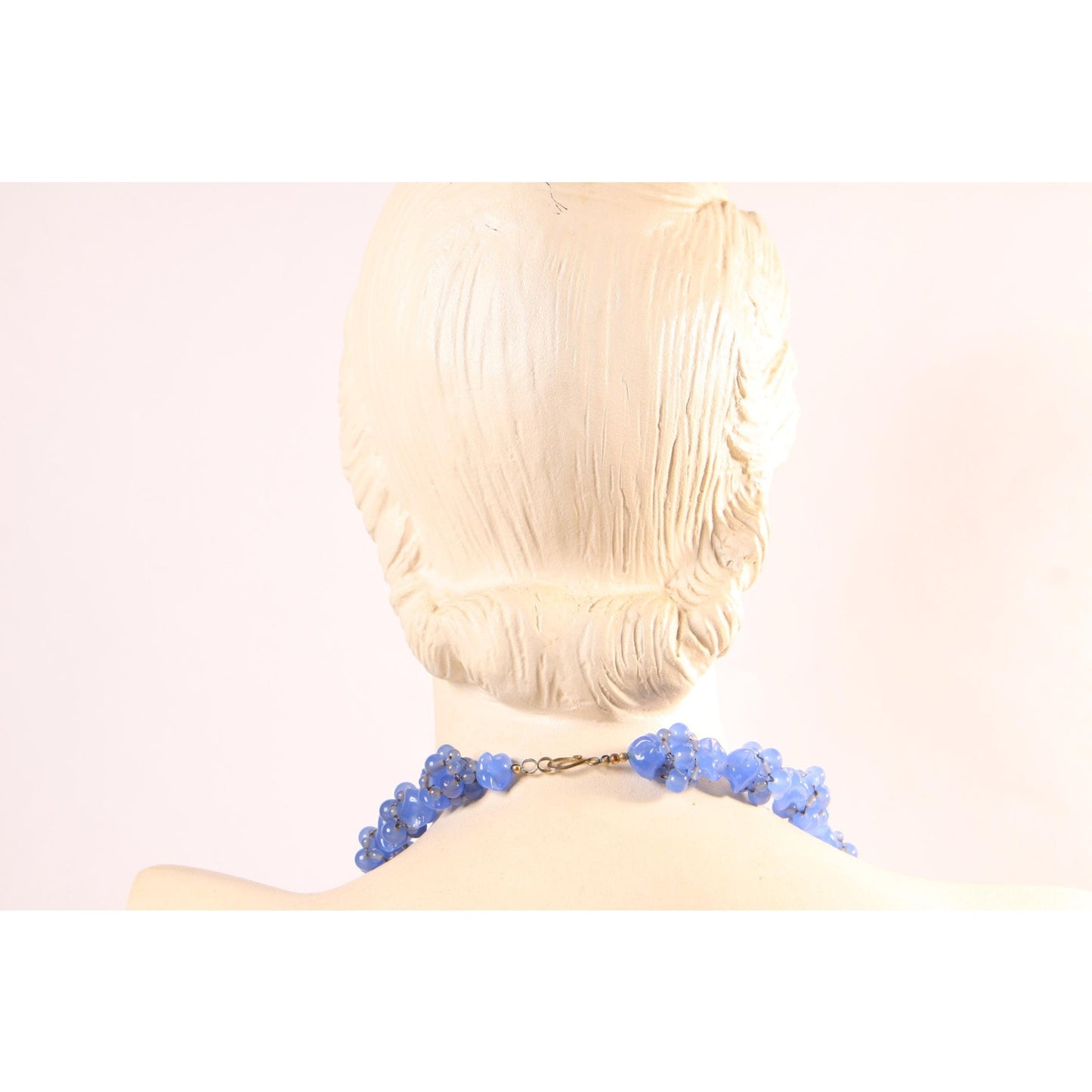 Vintage Purple Blue Periwinkle Heavy Glass Beaded Necklace