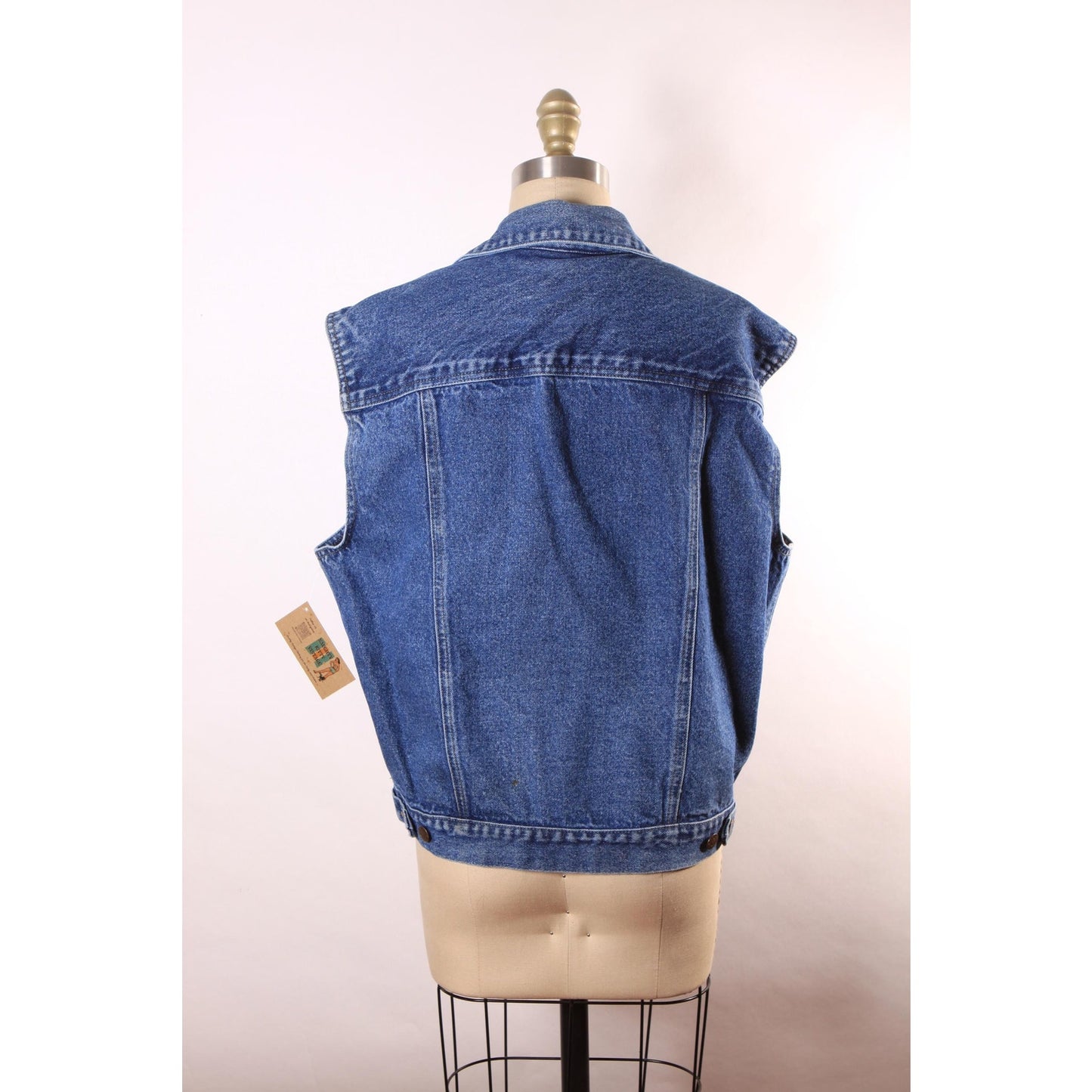 1990s Blue Denim Sleeveless Button Down Mens Vest by Calvin Klein -L