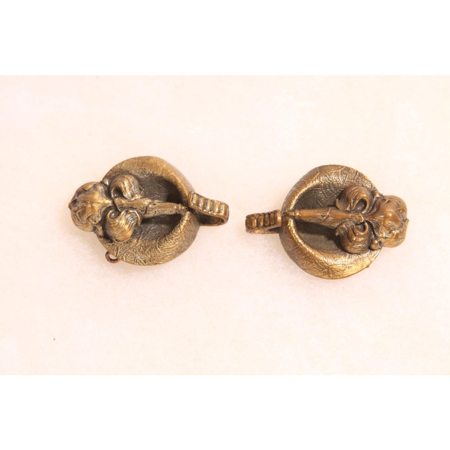 Antique 1900s 1910s Edwardian Brass Floral Belt Buckle