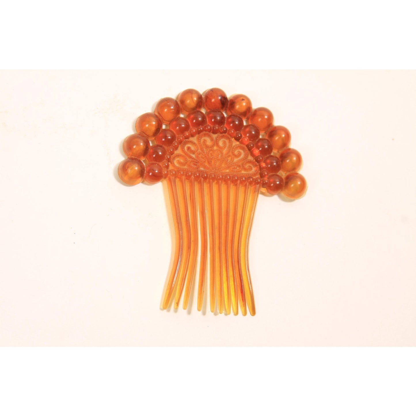 1930s 1940s Brown Plastic Fan Hair Comb