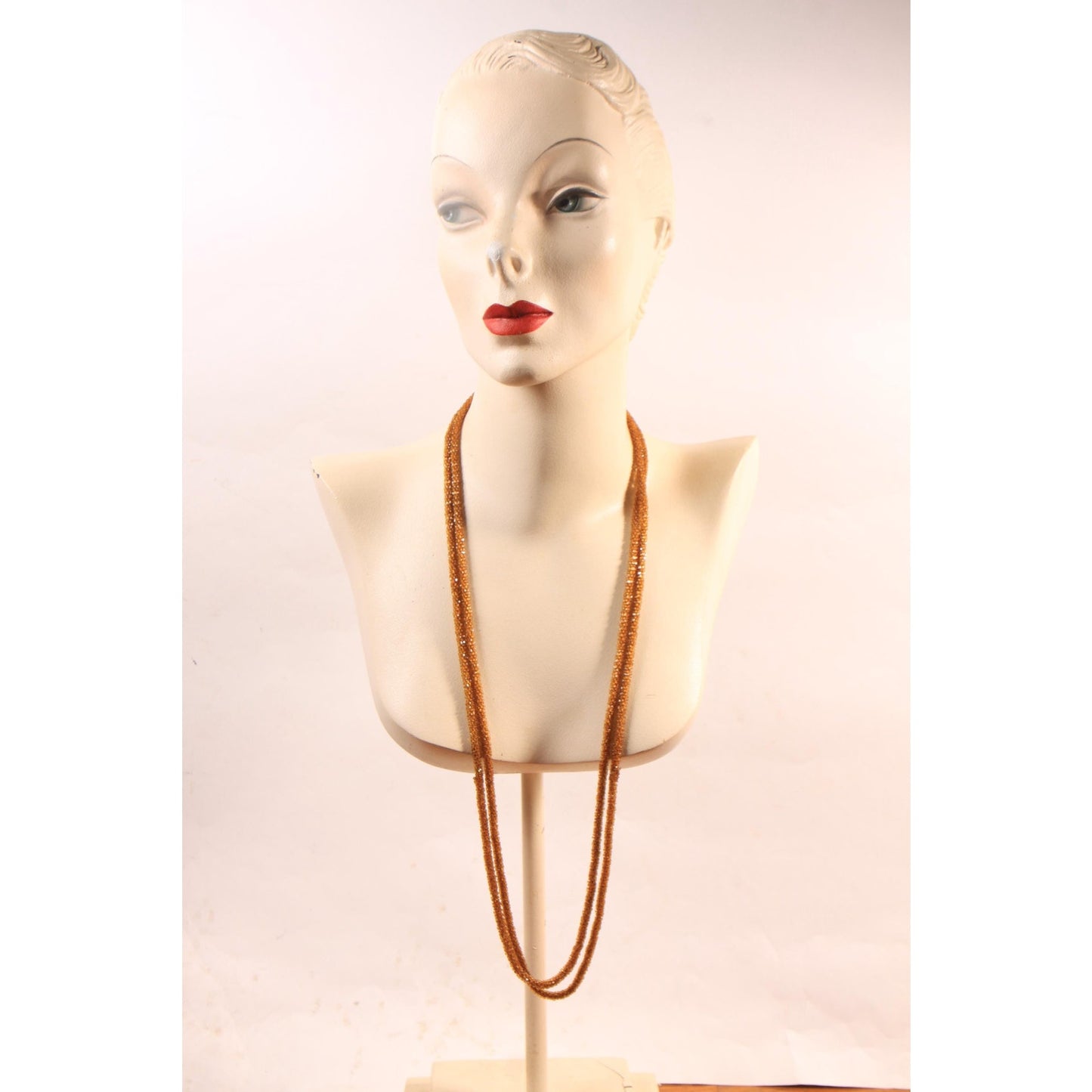 1920s Brown Beaded Pullover Flapper Necklace
