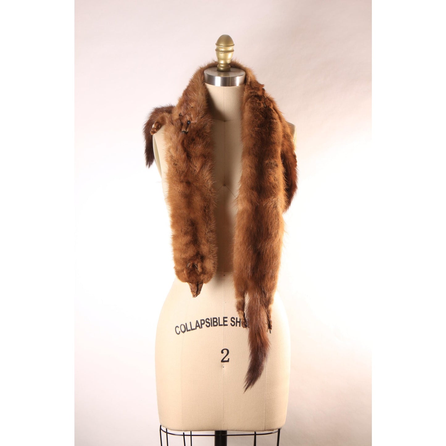 1950s Brown Mink Fur Three Piece Pelt Wrap