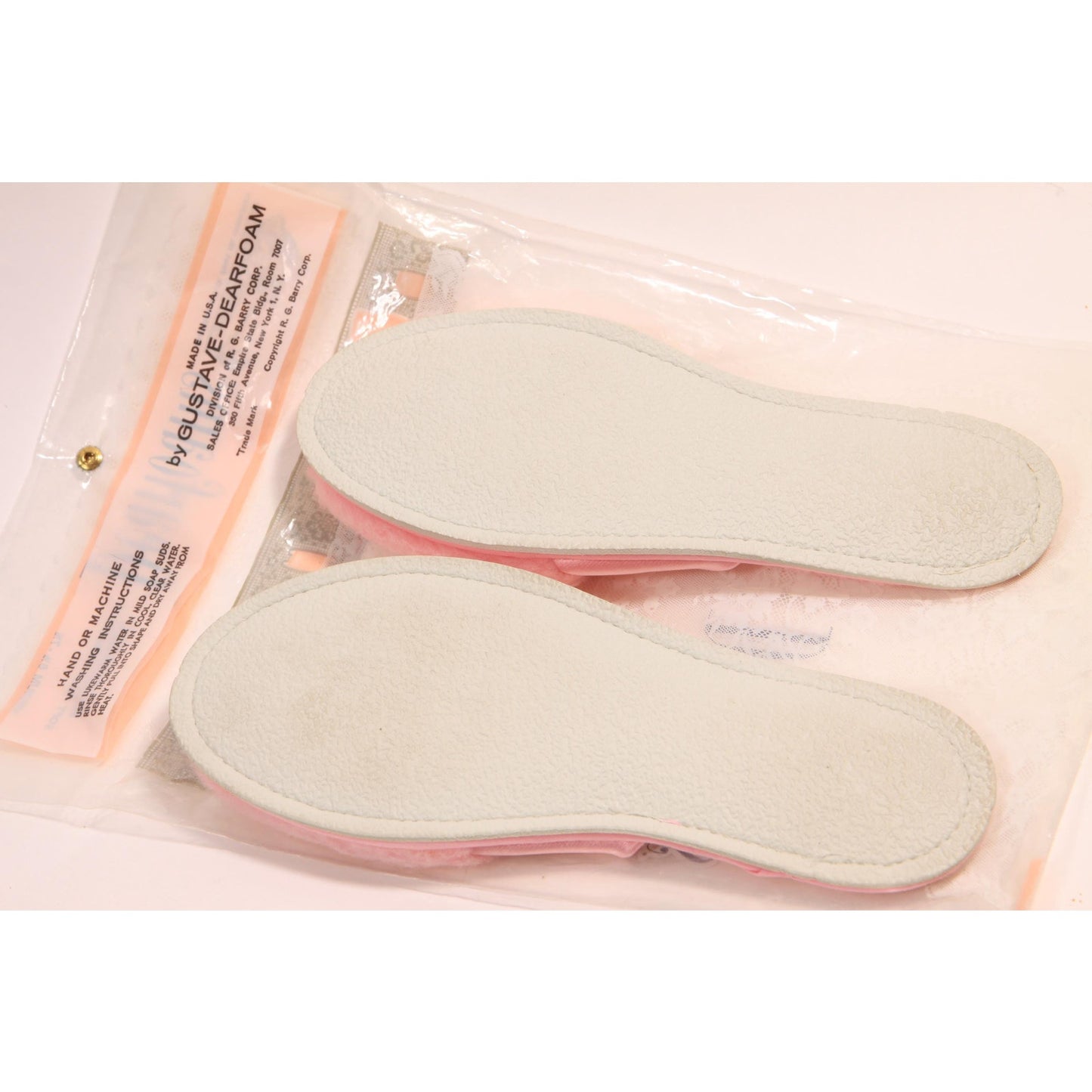Deadstock 1950s 1960s Pink Fuzzy Faux Fur Slippers by Dearfoams-Size 6 1/2-7 1/2