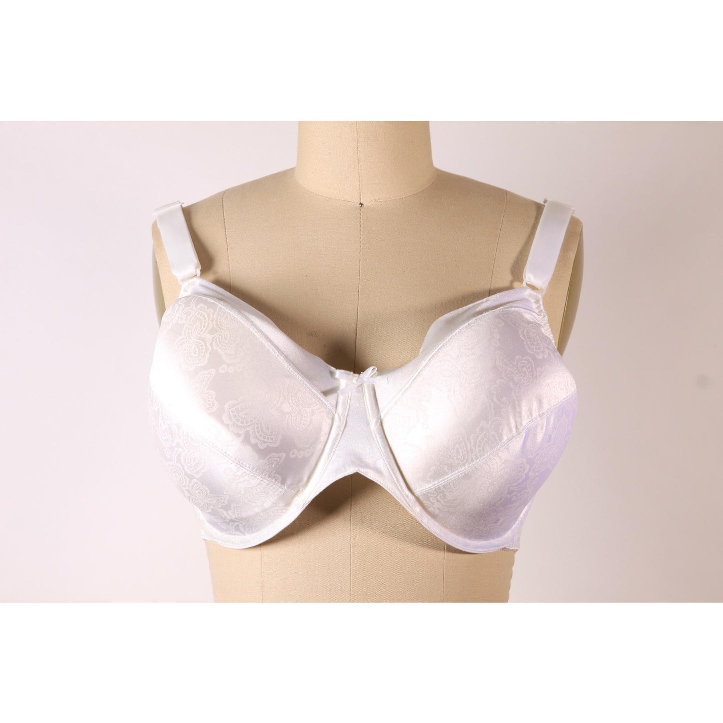 1980s White Floral Pattern Bow Detail Bra by Bali-38D