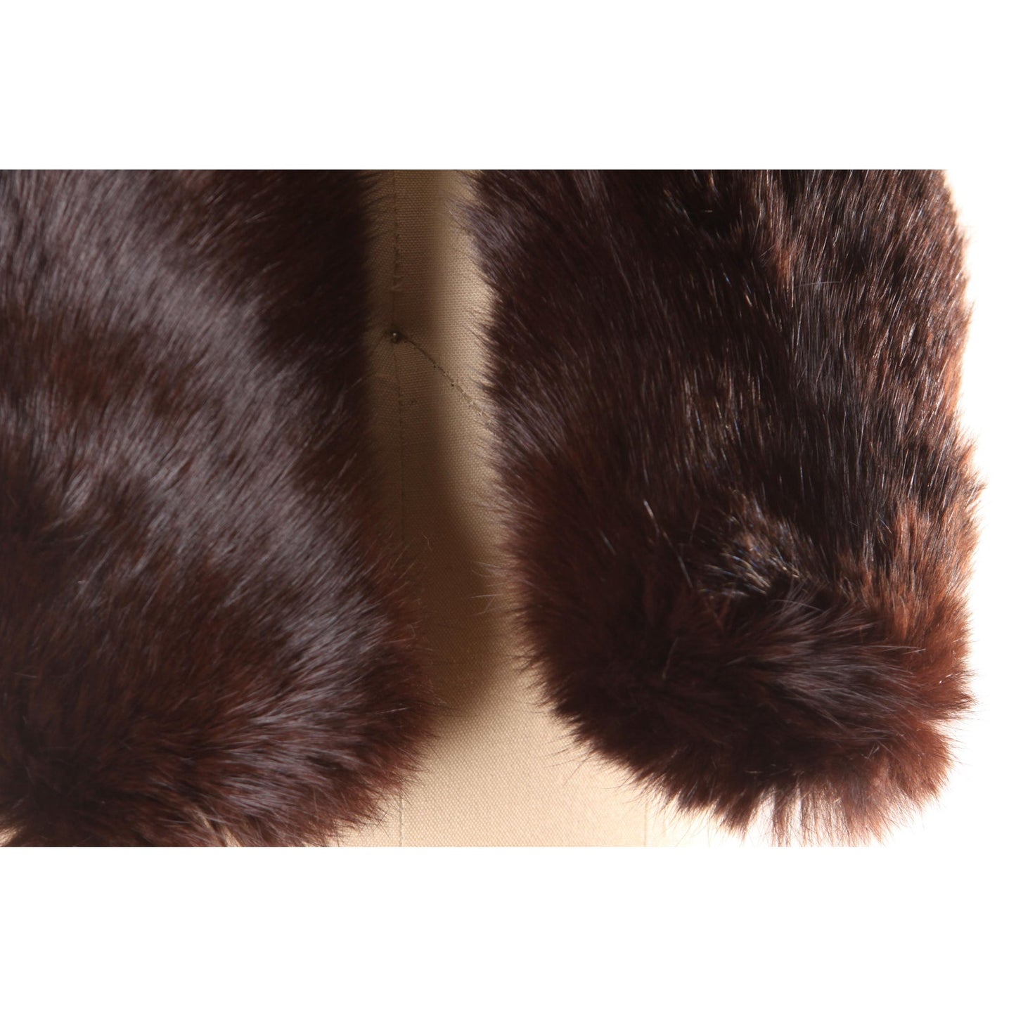 1940s Dark Brown Mink Fur Velvet Backing Shoulder Fur Wrap