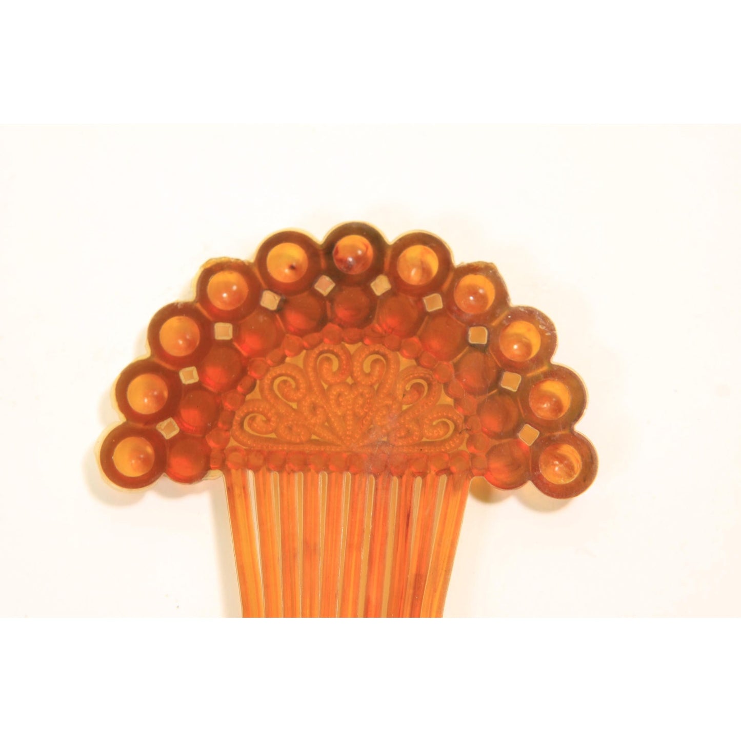 1930s 1940s Brown Plastic Fan Hair Comb