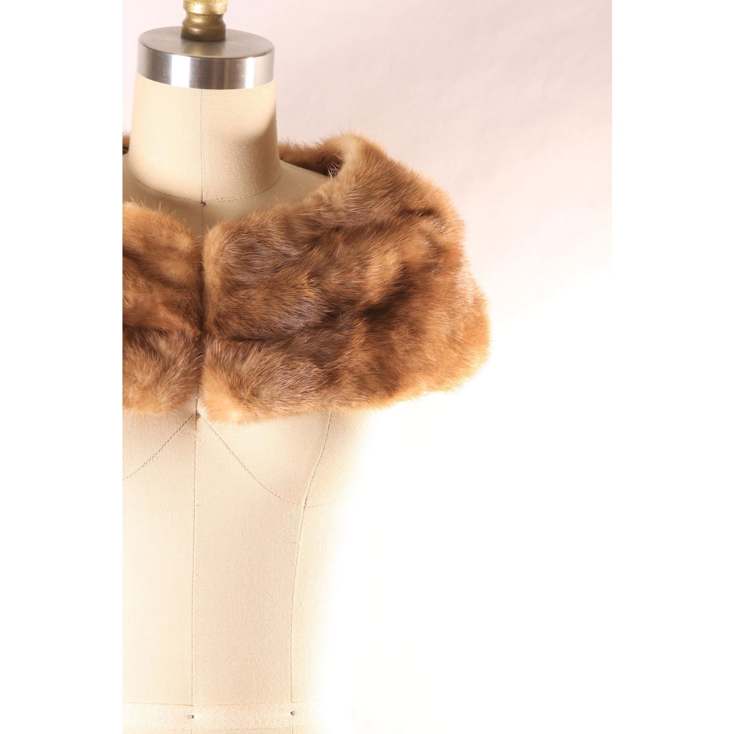 1950s Brown Mink Fur Shoulder Shawl Wrap Fur Collar
