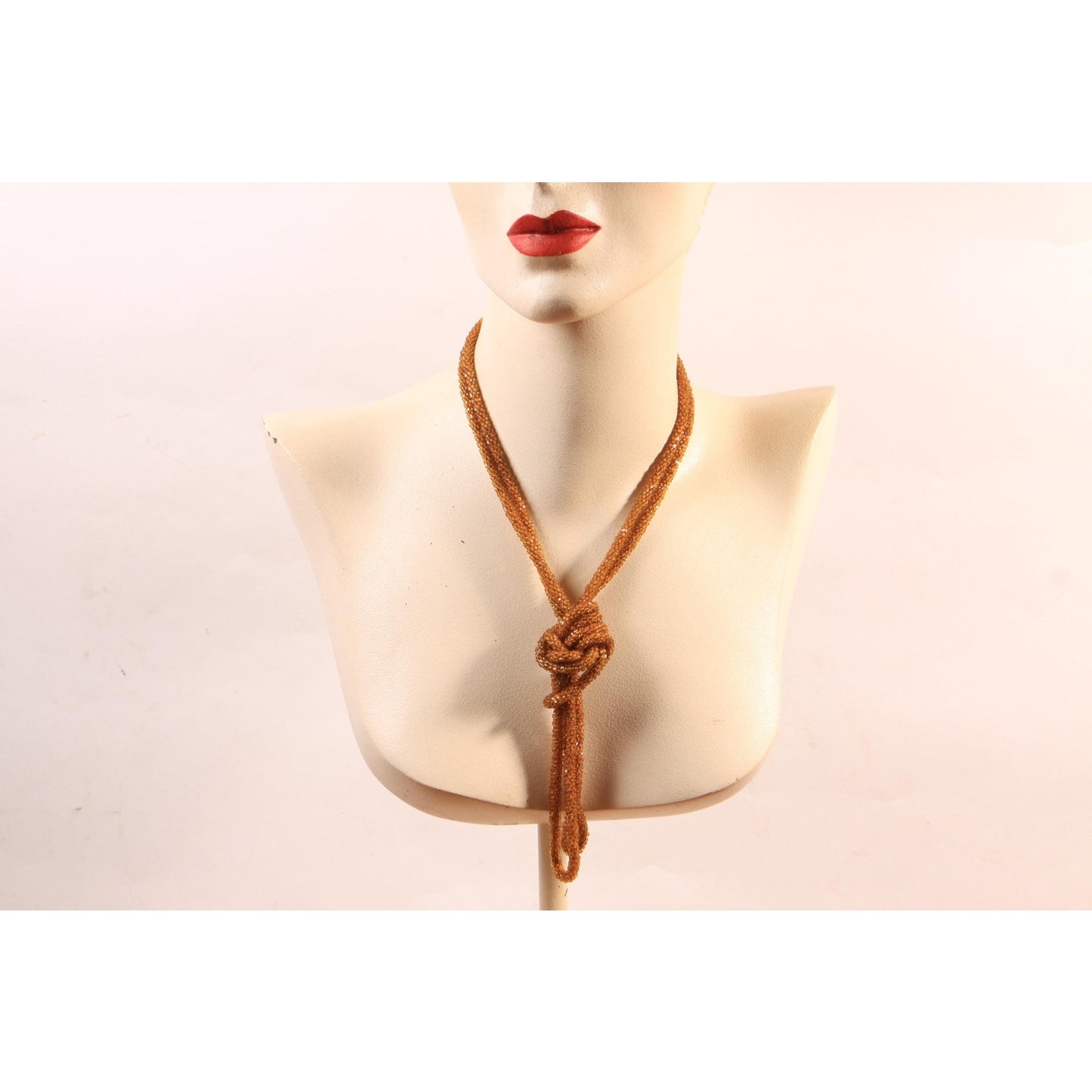 1920s Brown Beaded Pullover Flapper Necklace