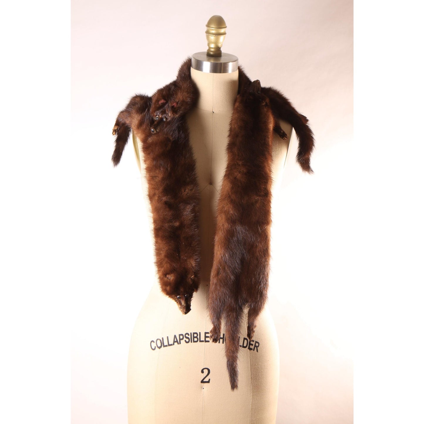 1950s Dark Brown Three Piece Mink Pelt Fur Shawl Wrap by Polar Crown Furs McDaniels